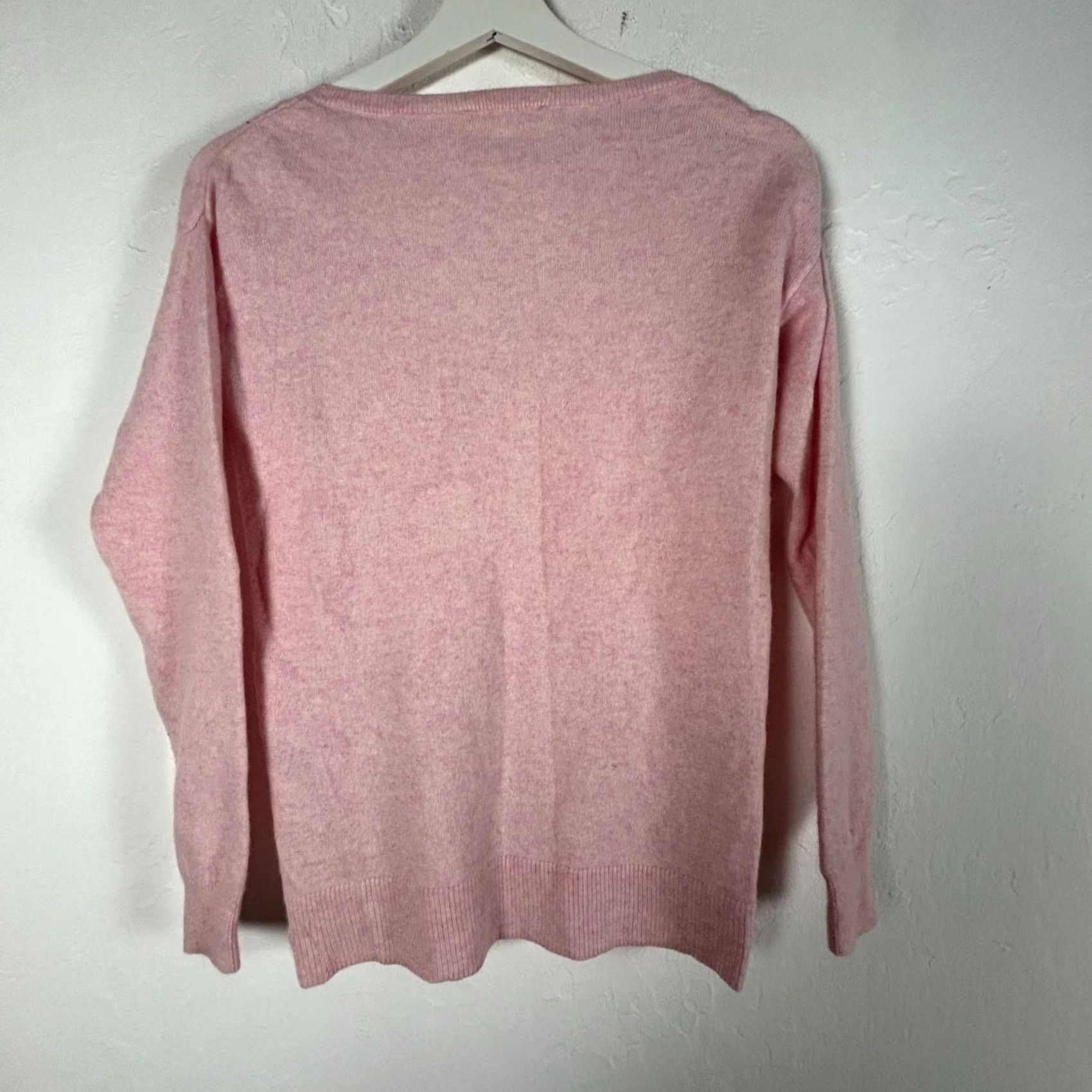 Vintage Etam Lovely Cashmere Cable Knit Pink V-Neck Sweater Womens XS Pullover Cozy Size XS / US 0-2 / IT 36-38 - 2 Thumbnail
