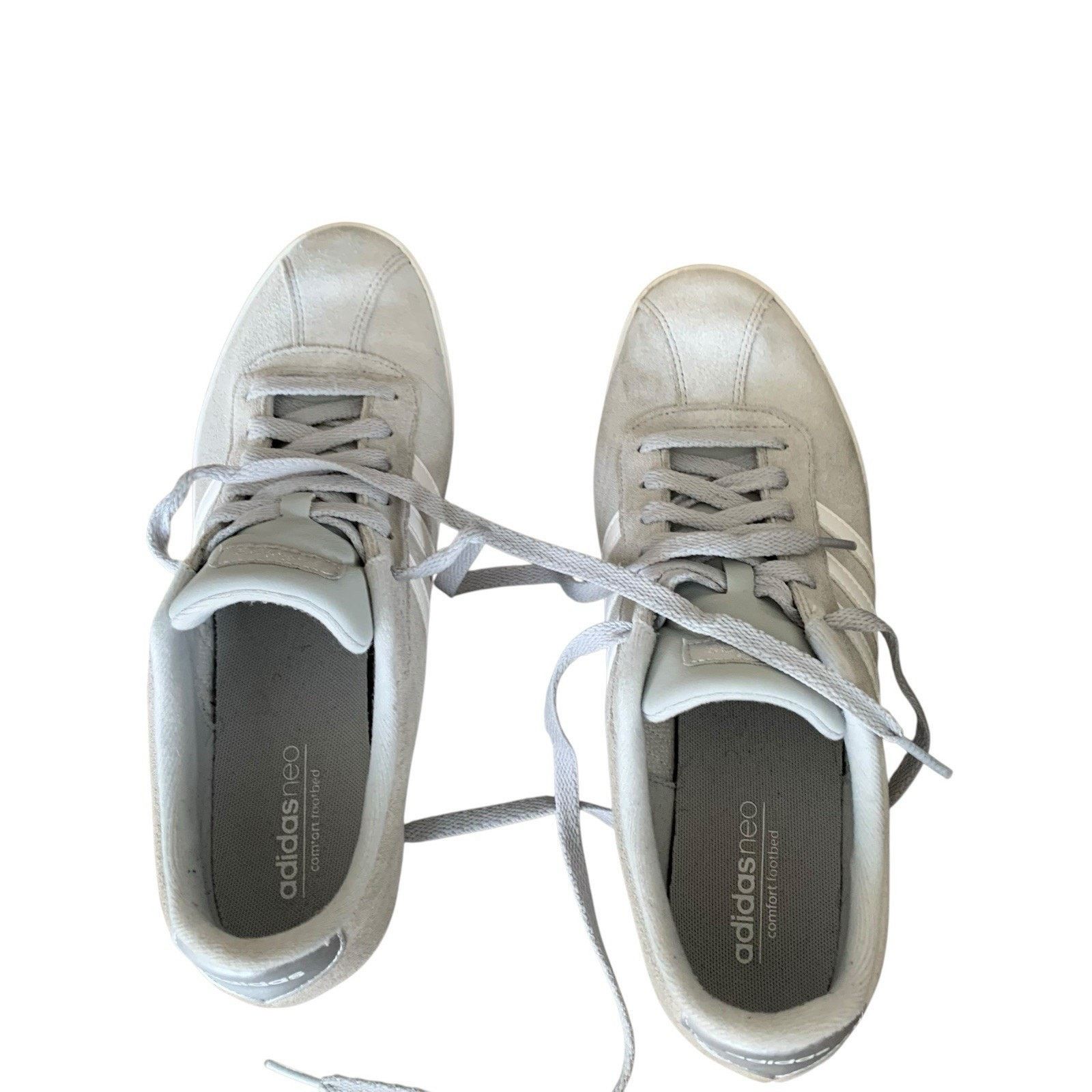 Adidas Adidas VL Court 3.0 Mens Suede Sneakers Shoes Low Top Gray Size US 11 / EU 44 - 8 Thumbnail