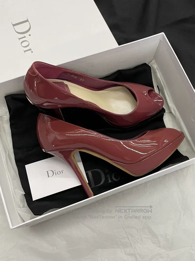 Dior Dior Red patent leather fish mouth high heels Size US 6.5 / IT 36.5 - 3 Thumbnail