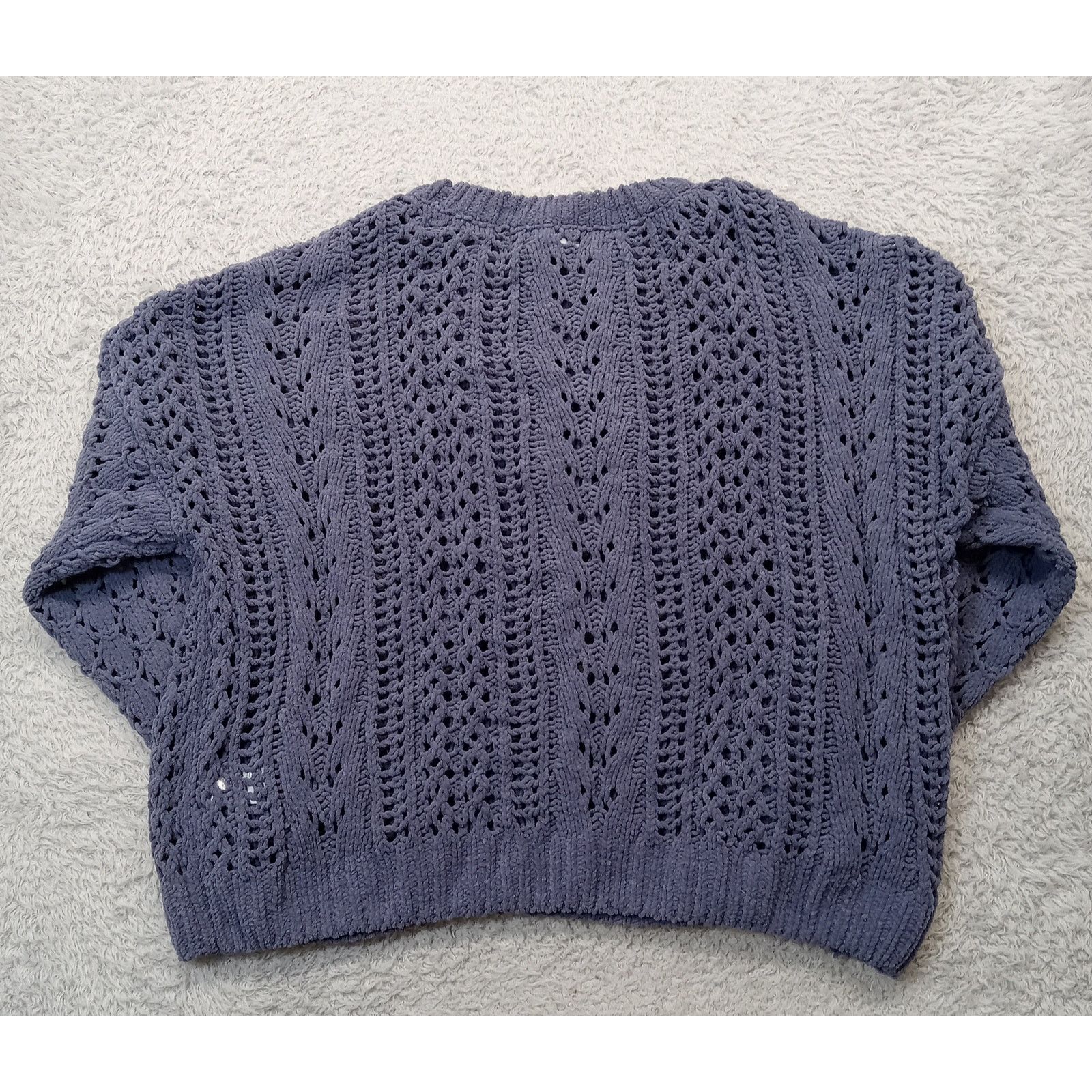 Kendall And Kylie Kendall + Kylie Chunky Crop Sweater M Open Knit Blue Size M / US 6-8 / IT 42-44 - 2 Thumbnail