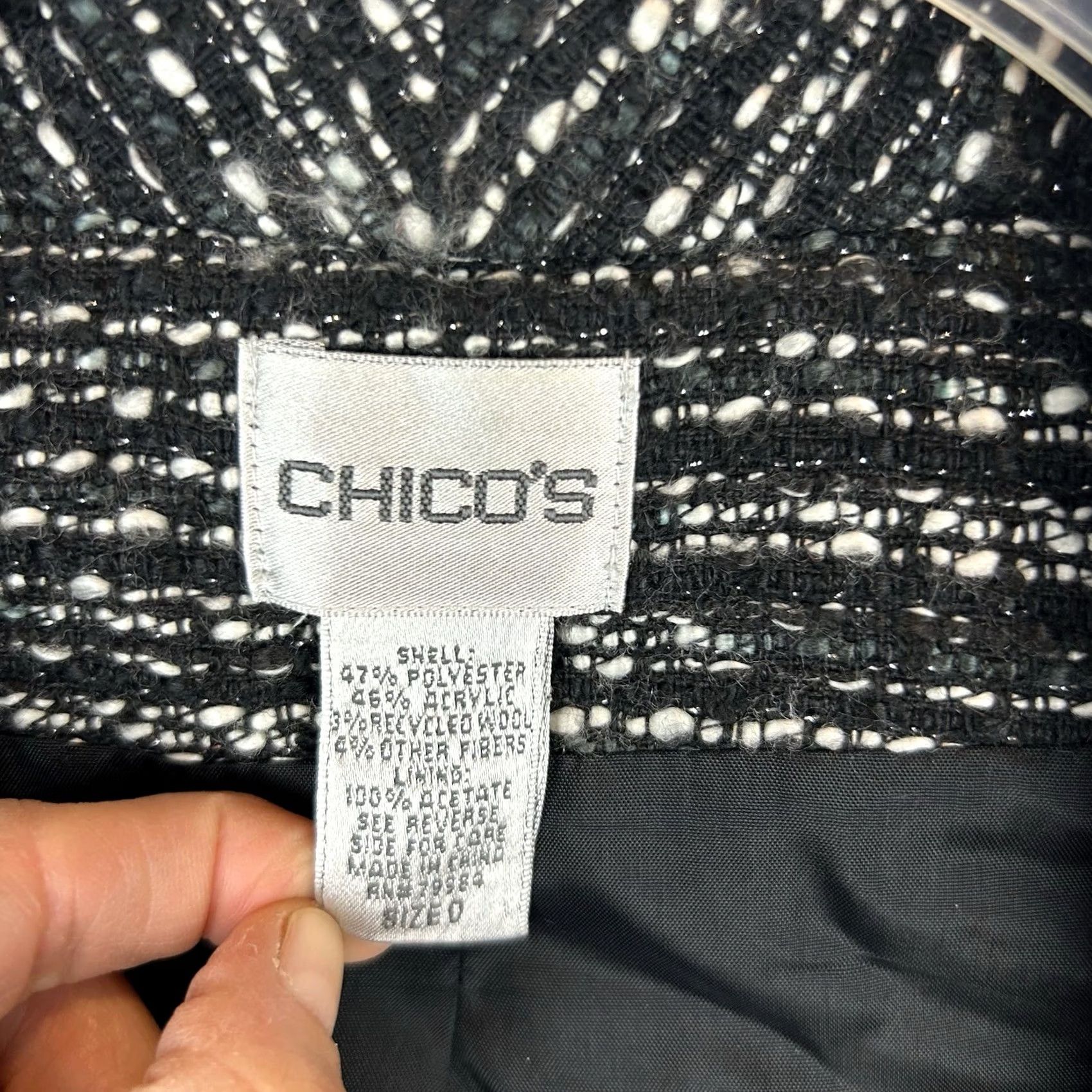 Vintage Chicos Blazer Women Small Open Tweed Black 0 Open Texture Jacket Size S / US 4 / IT 40 - 3 Thumbnail