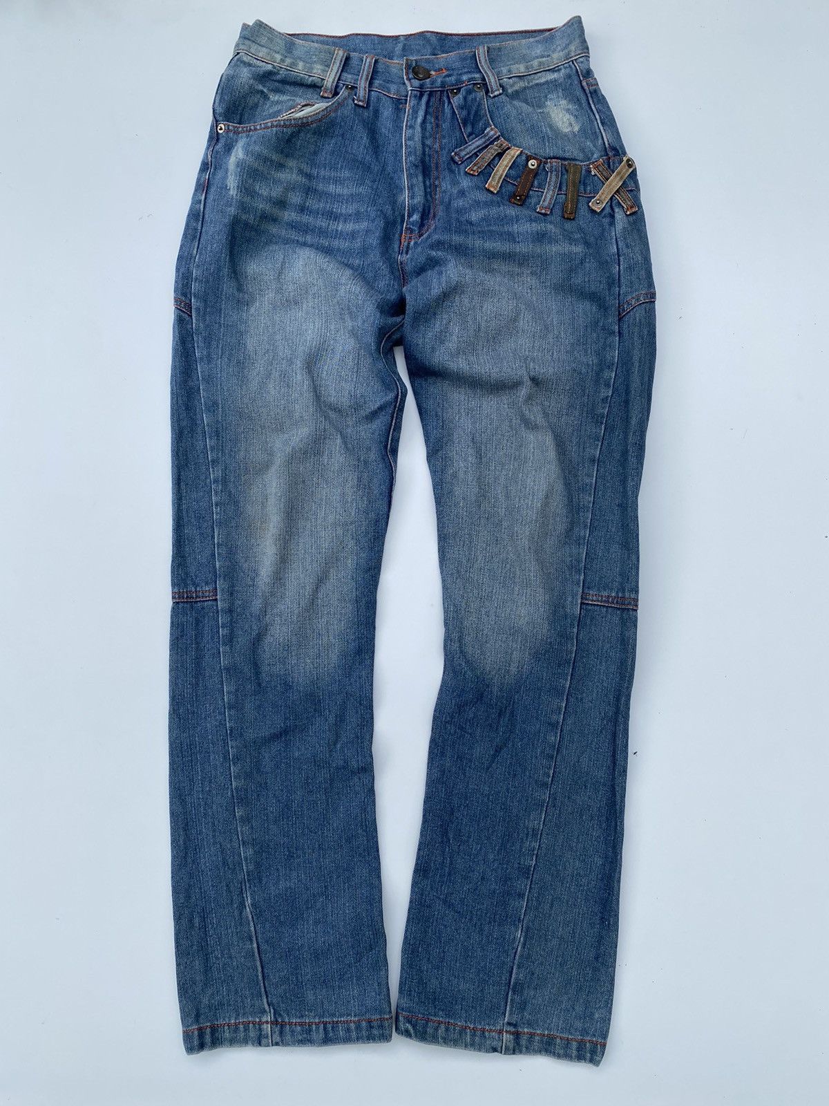 Japanese Brand × Vintage ✅️Vtg Denim Double Waist Rare Design Size US 31 - 2 Thumbnail
