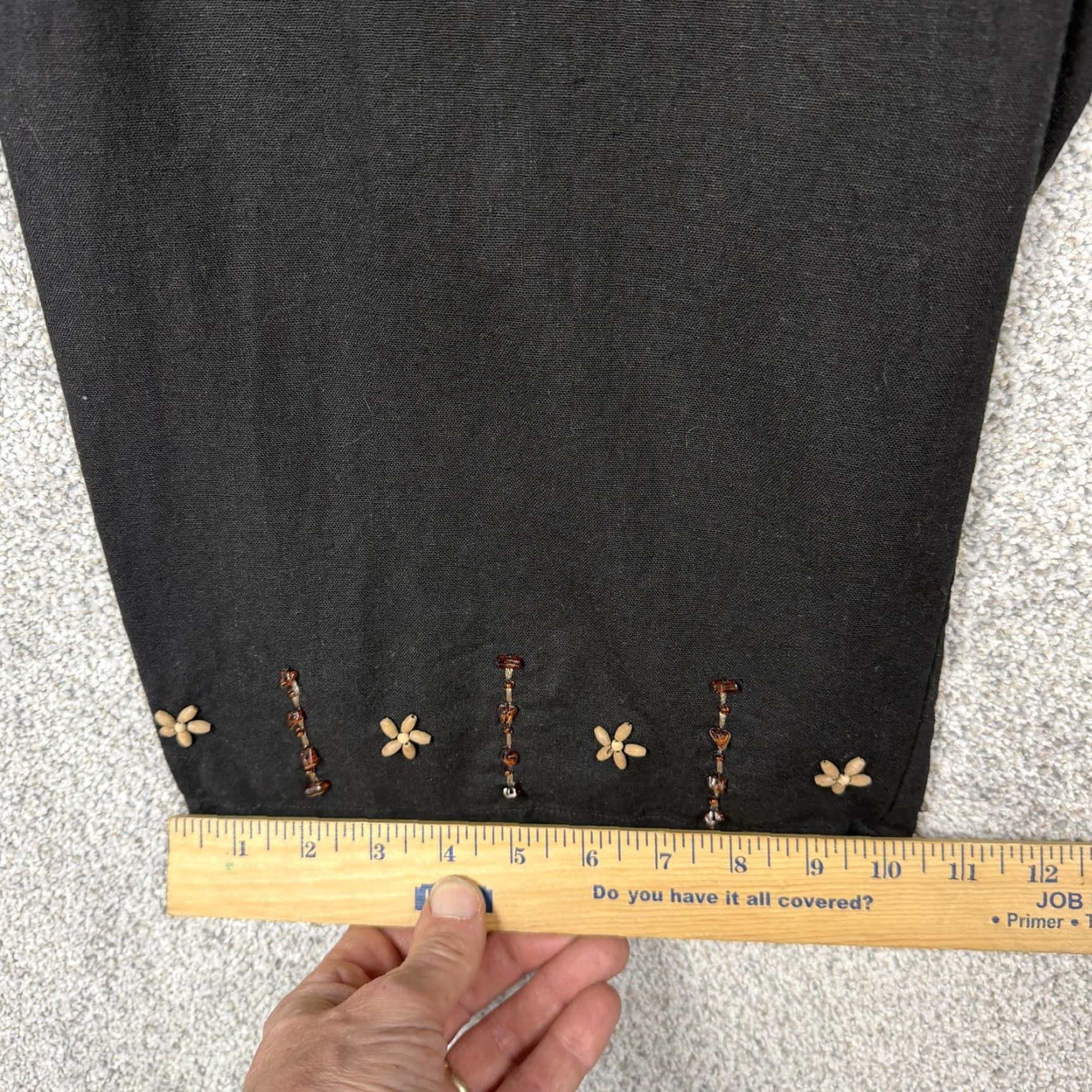 Vintage VINTAGE Alfred Dunner Capri Pants 22W Women Black Linen Beaded Embroidered Pockets Pull On 21in Inseam Casual Boho Coastal Grandmother Y2K Size 40" / US 18 - 3 Thumbnail