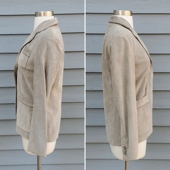 Banana Republic Banana Republic Taupe Gray Suede Leather Designer Blazer 2 Size XS / US 0-2 / IT 36-38 - 2 Thumbnail