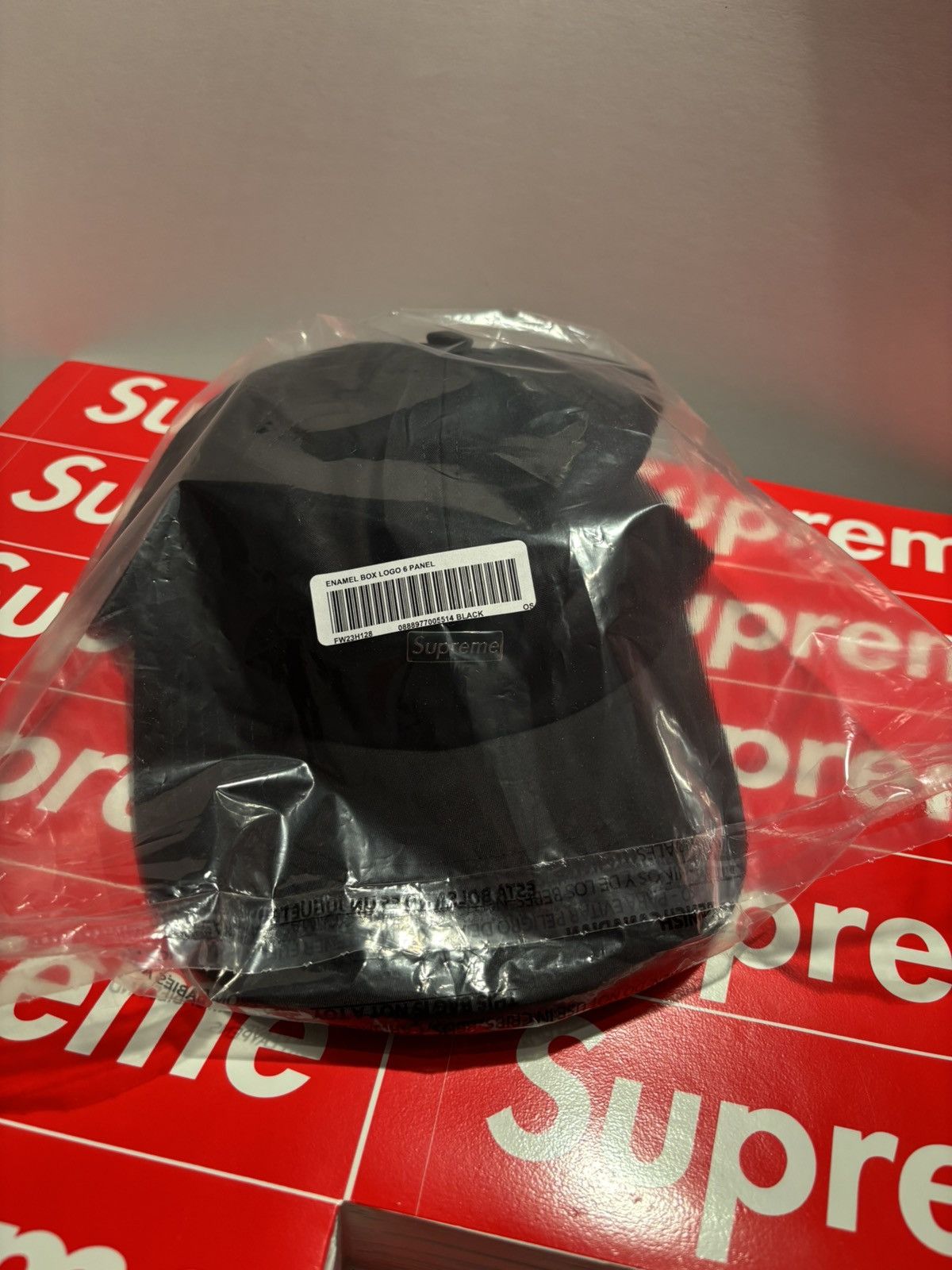 Supreme SUPREME black Enamel Box Logo 6 panel cap hat black new FW23 Size ONE SIZE - 2 Thumbnail