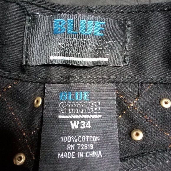 Vintage Vintage Y2K Blue Stitch Denim Jeans Shorts Black Size US 34 / EU 50 - 2 Thumbnail