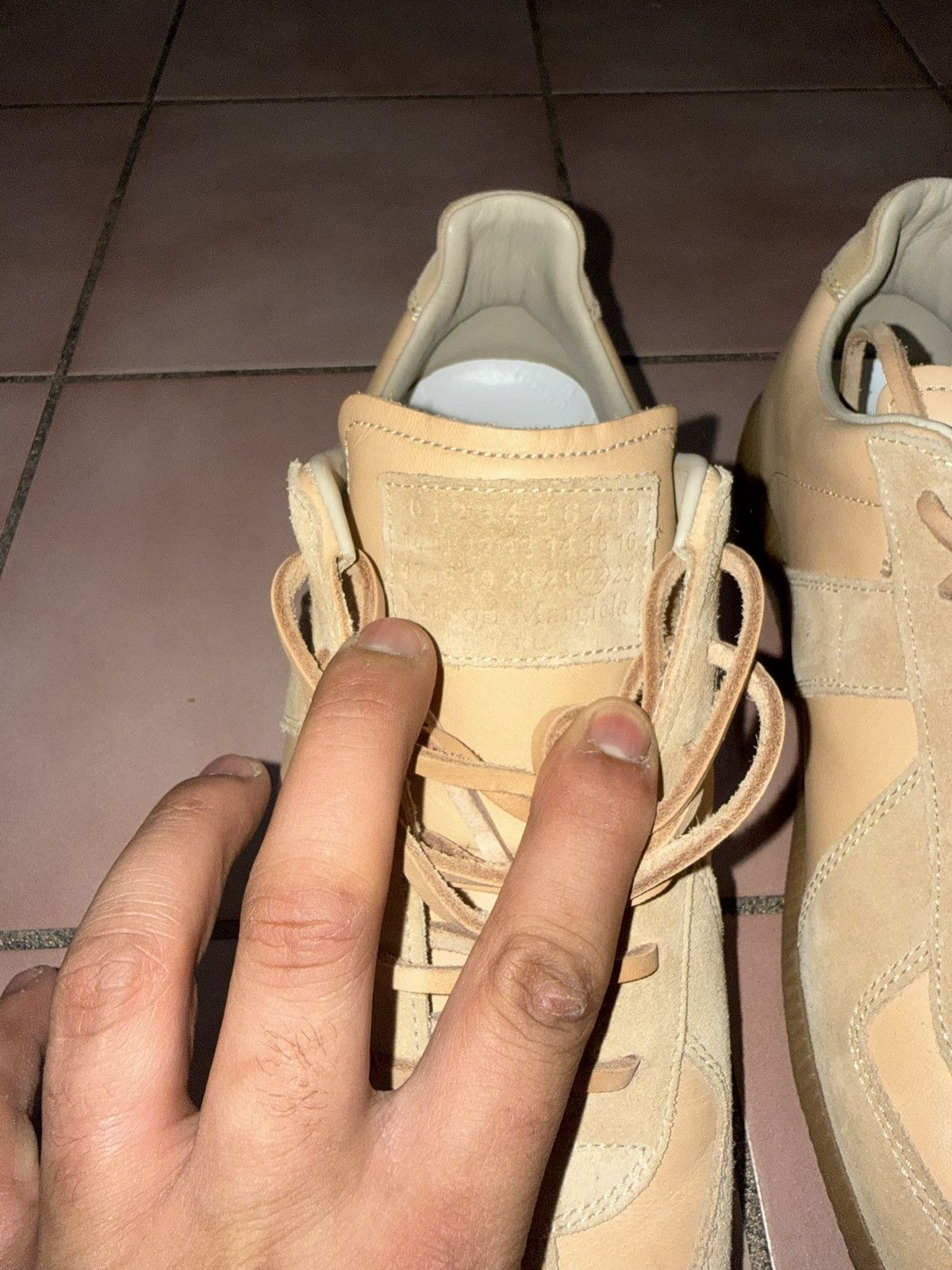 Maison Margiela Maison Margiela Natural Tan Leather Lace Gat Sneakers AW21 Size US 8 / EU 41 - 4 Thumbnail