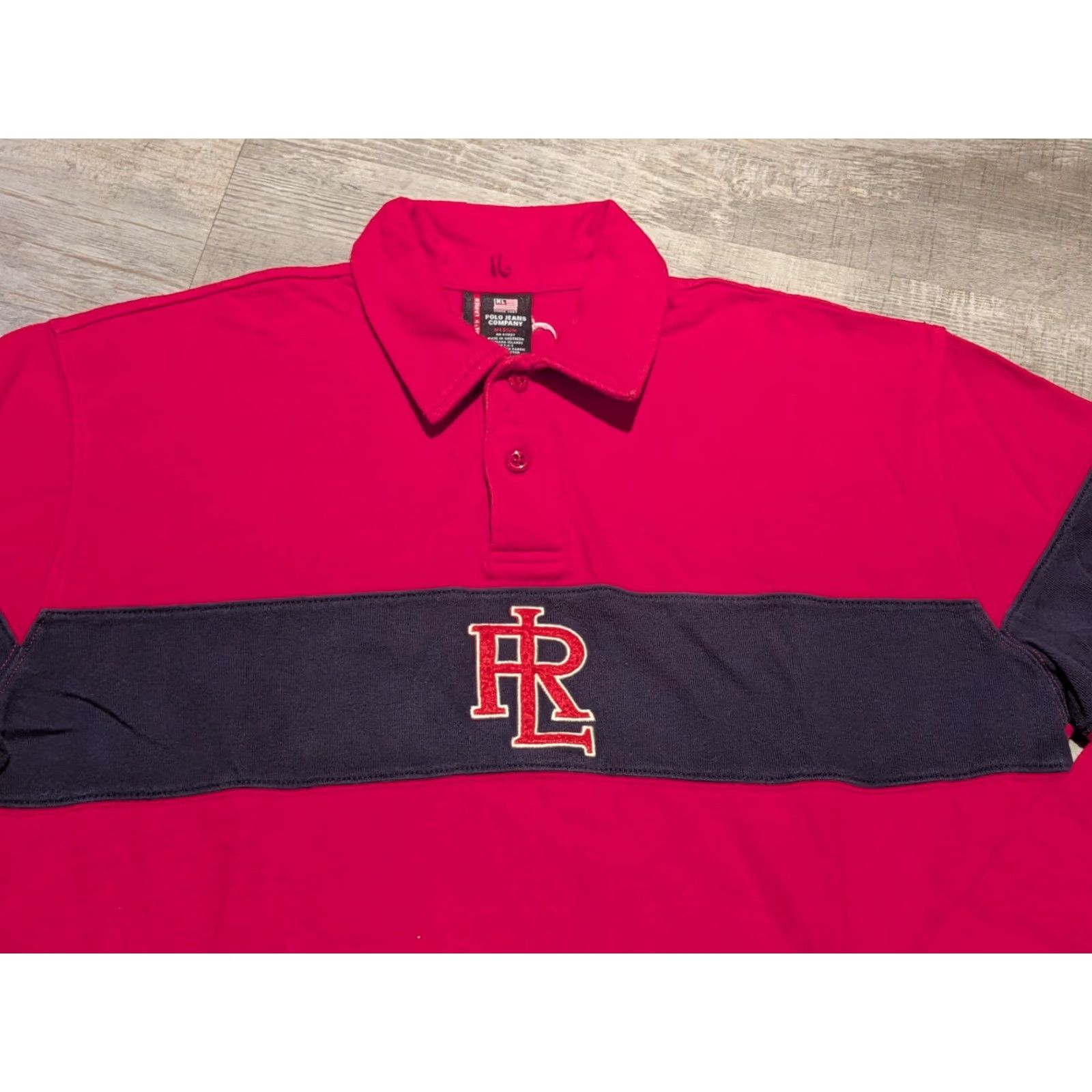 Ralph Lauren VINTAGE 90s Ralph Lauren Polo Jeans Co Rugby Shirt Long Sleeve Red M USA Made Mens Polo Shirt Size US M / EU 48-50 / 2 - 2 Thumbnail