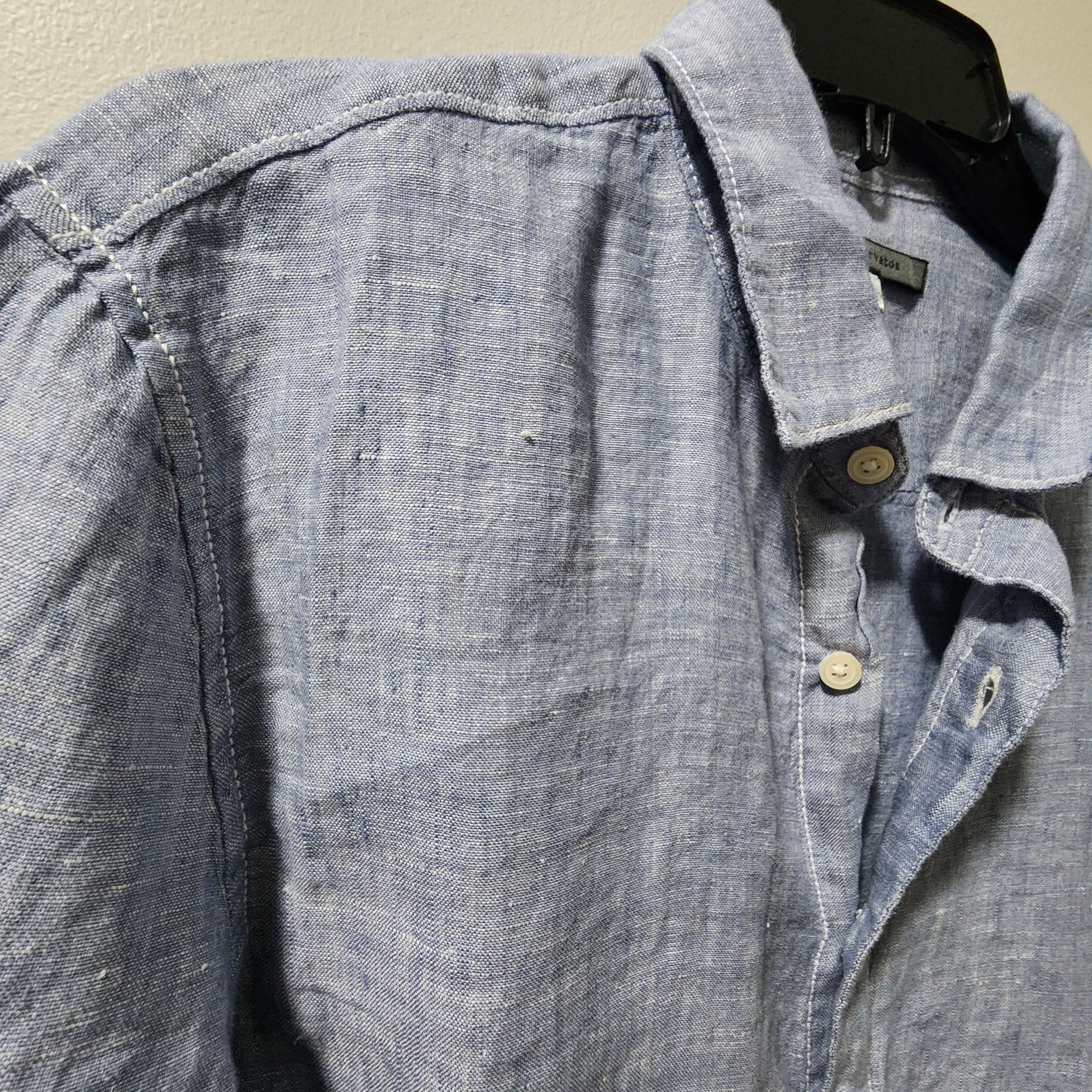 John Varvatos John Varvatos Men's Small Light Blue Linen Button-Down Shirt Size US S / EU 44-46 / 1 - 6 Thumbnail