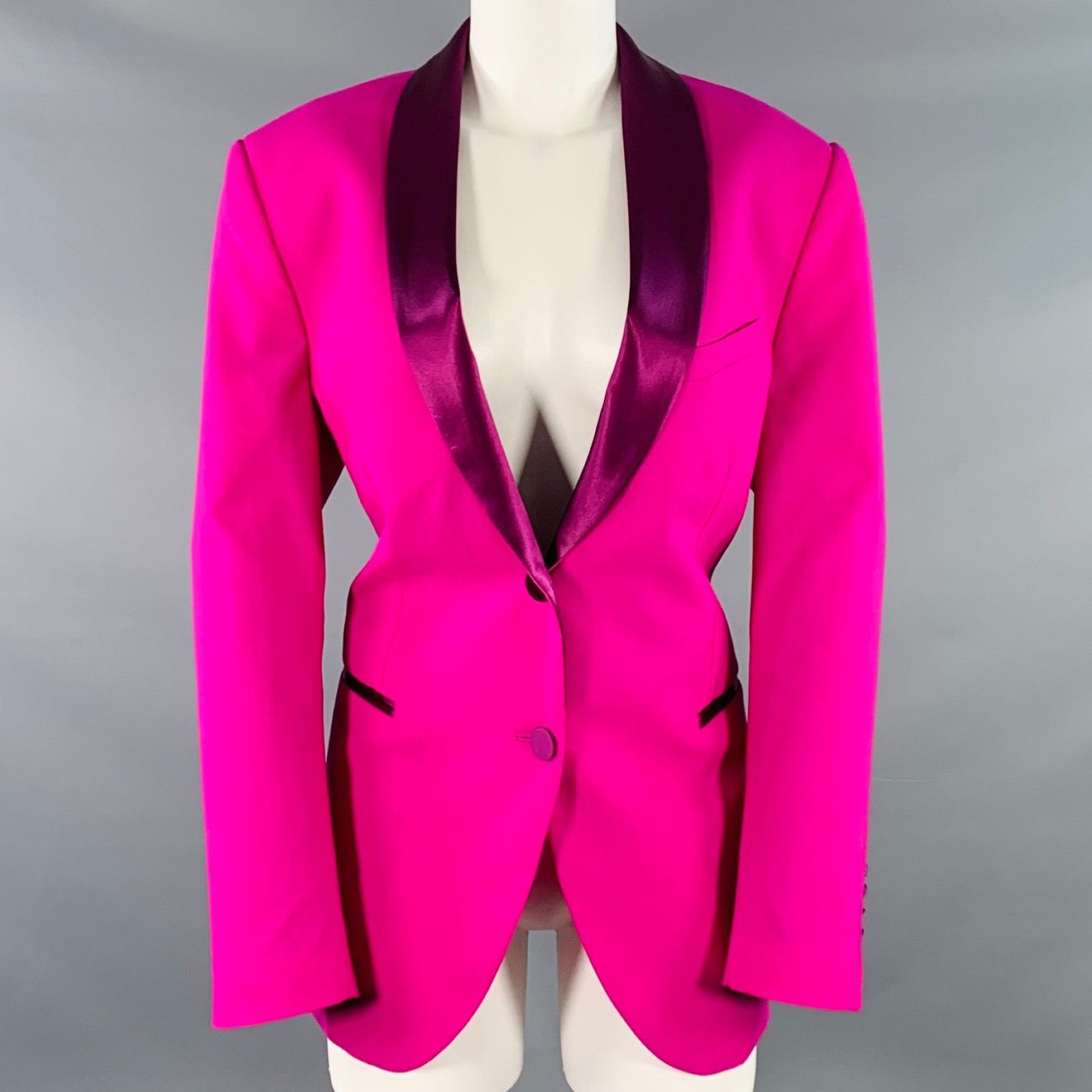 MSGM MSGM Size 8 Magenta Wool Blend Shawl Collar Jacket Blazer Size M / US 6-8 / IT 42-44 - 1 Thumbnail