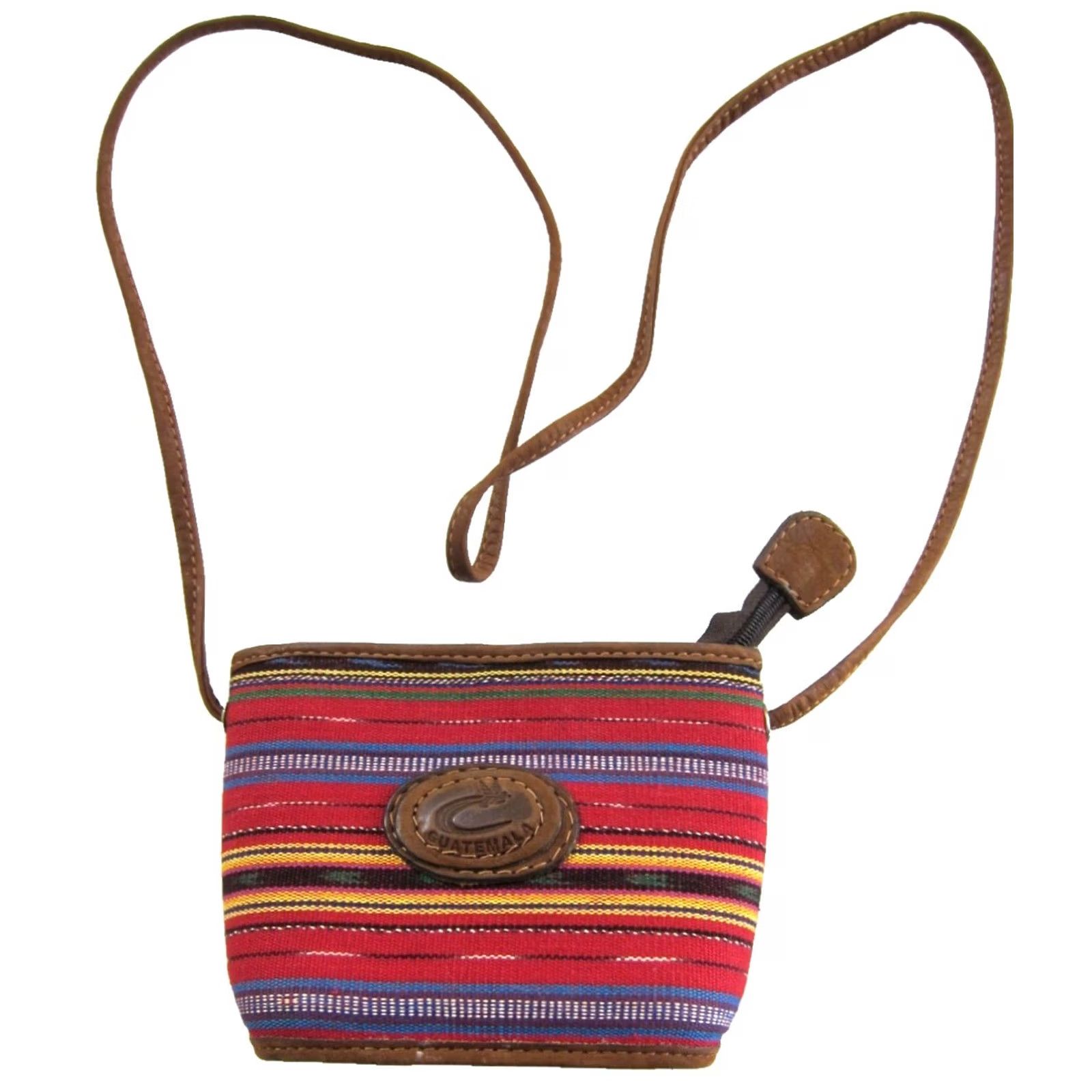 Vintage VINTAGE Handmade Red Woven Leather Small Satchel Purse Guatemala Brown Womens Size ONE SIZE - 2 Thumbnail