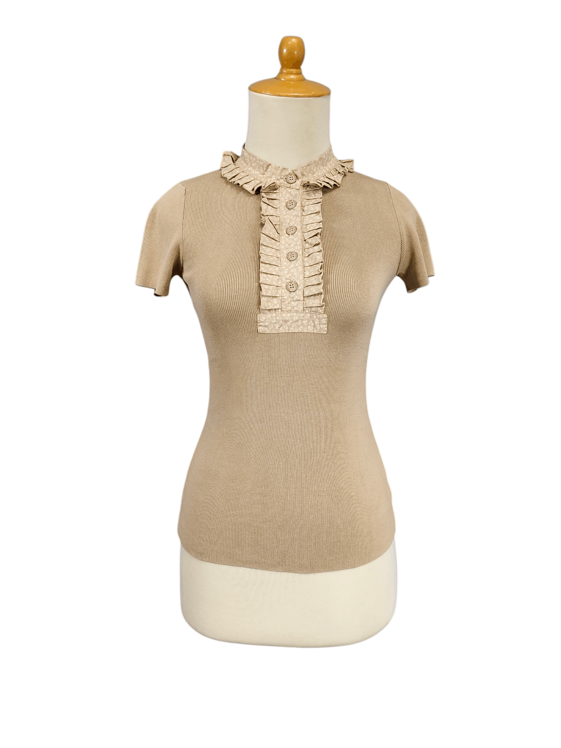 Emporio Armani 00s Emporio Armani-Victorian Inspired Ribbed Knit Ruffle Top Size S / US 4 / IT 40 - 1 Thumbnail