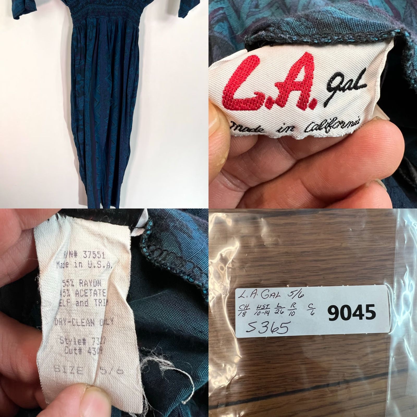 Vintage VINTAGE LA GAL Jumpsuit Women Size 6 Blue Geometric 80s Boho 3/4 Sleeve V-Neck Button Spring Fall Summer Regular Womens Size 28" / US 6 / IT 42 - 8 Thumbnail