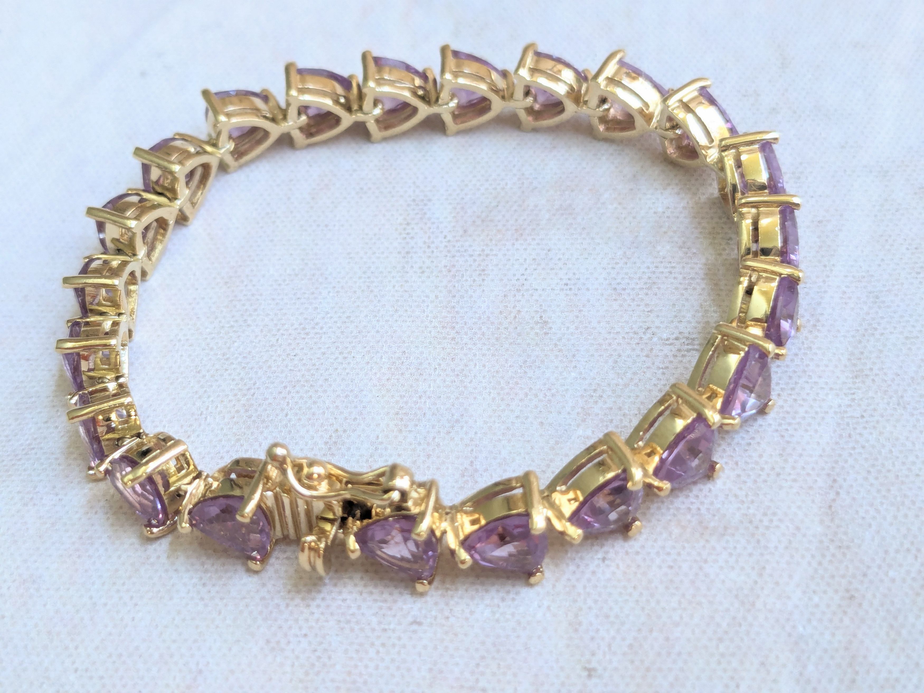 Sterling Silver Sterling Silver Tennis Bracelet Purple Alexandrite Gold 6.5" Size ONE SIZE - 2 Thumbnail