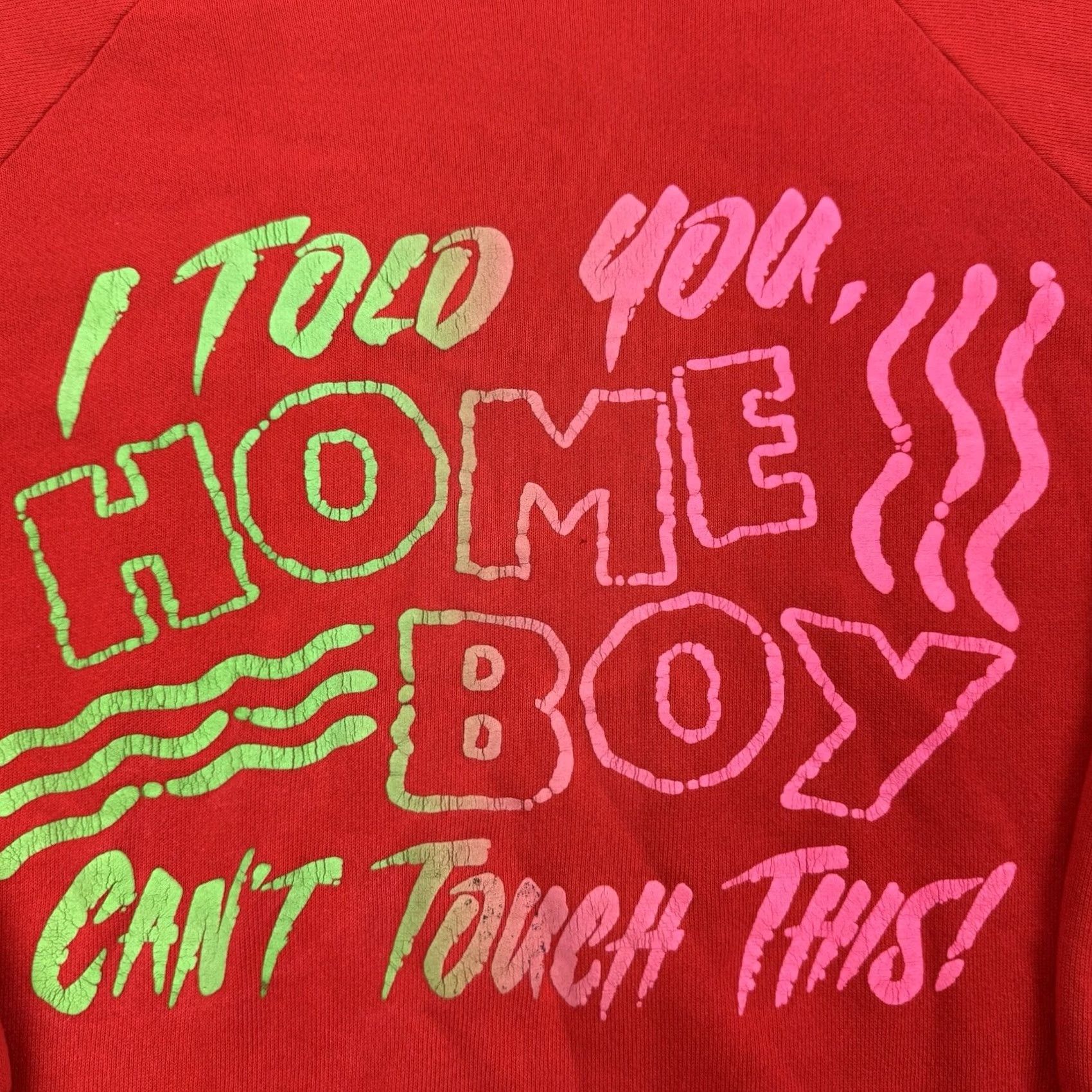 Vintage VINTAGE Home Boy Can’t Touch This Funny Sweatshirt Adult Large Red USA 80s Mens Sweatshirt Size US L / EU 52-54 / 3 - 2 Thumbnail