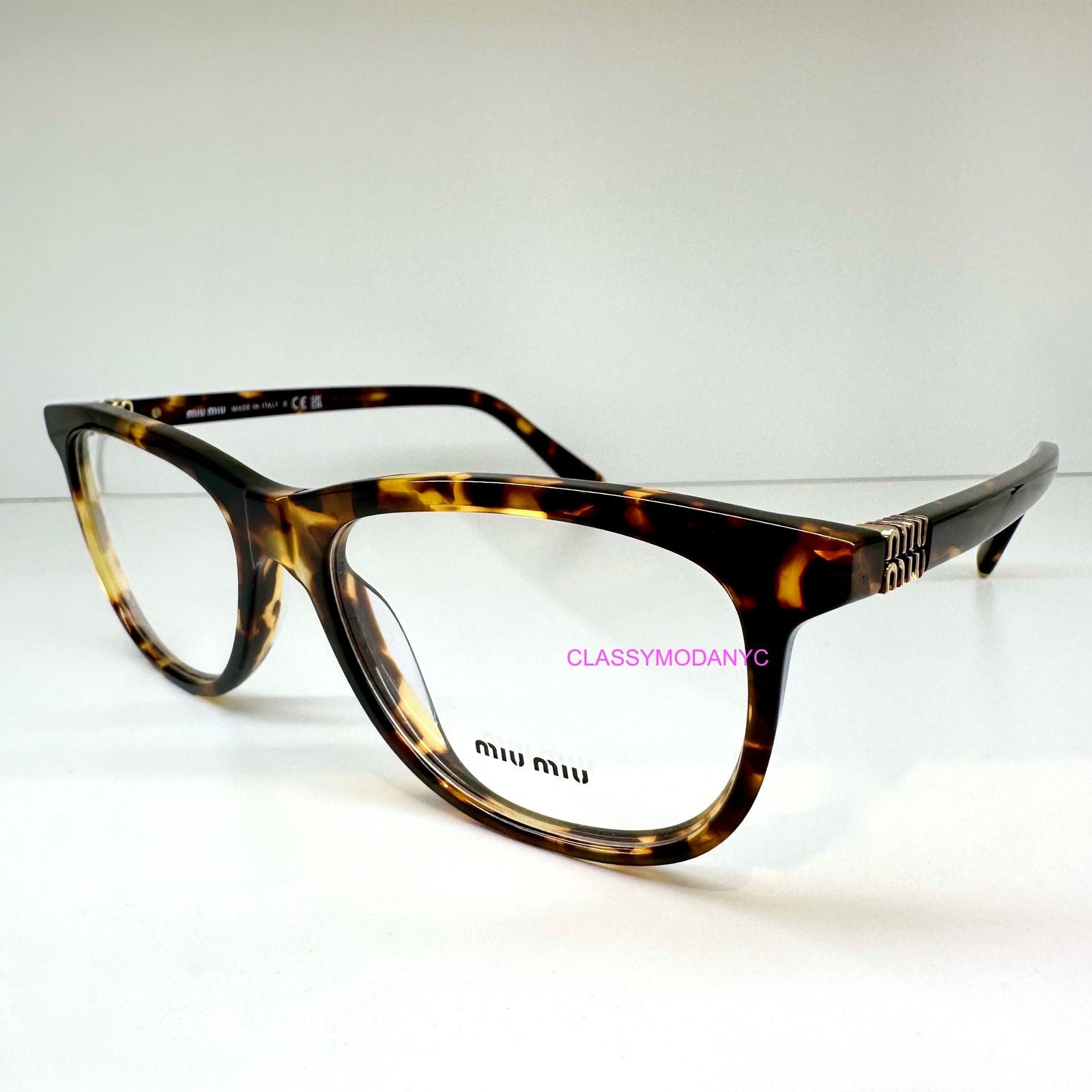 Miu Miu MIU MIU Womens Eyeglasses Brown Panto Square Honey Havana Size ONE SIZE - 1 Thumbnail