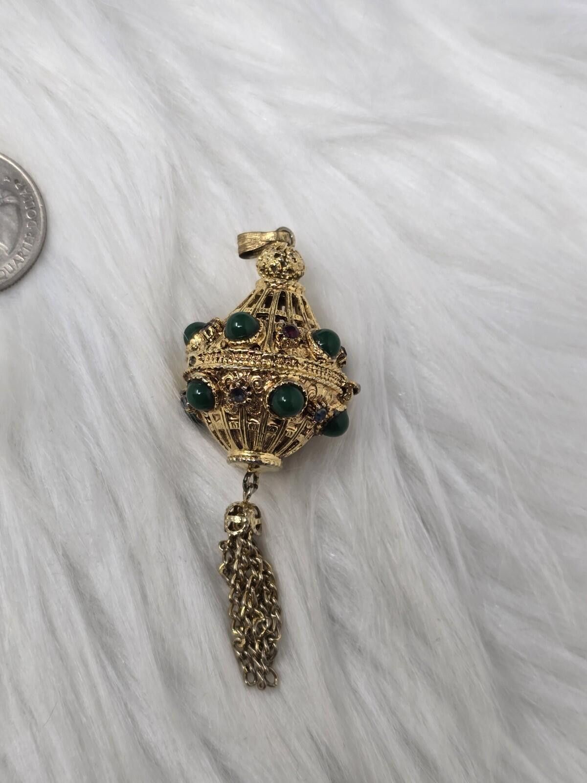 Conte of Florence Signed Florenza Etruscan Vinaigrette Perfume Pendant Tassel Size ONE SIZE - 3 Thumbnail