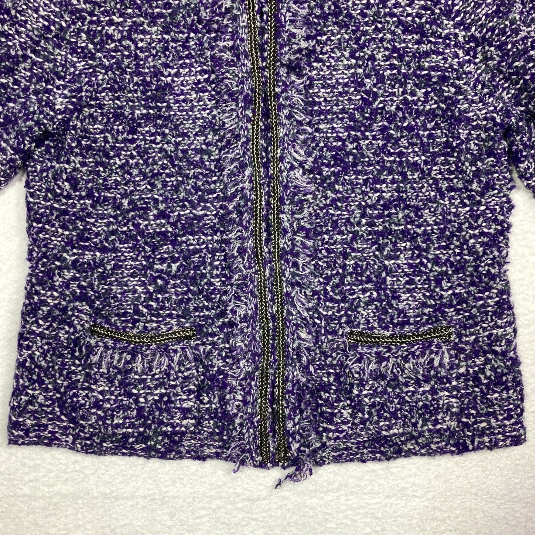Vintage Chico’s Women's Purple Wool Alpaca Blend Knit Sweater Open-Knit Size 0 Hook Loop Closure Pullover Casual Knitwear Mens? Wait. Size XS / US 0-2 / IT 36-38 - 3 Thumbnail