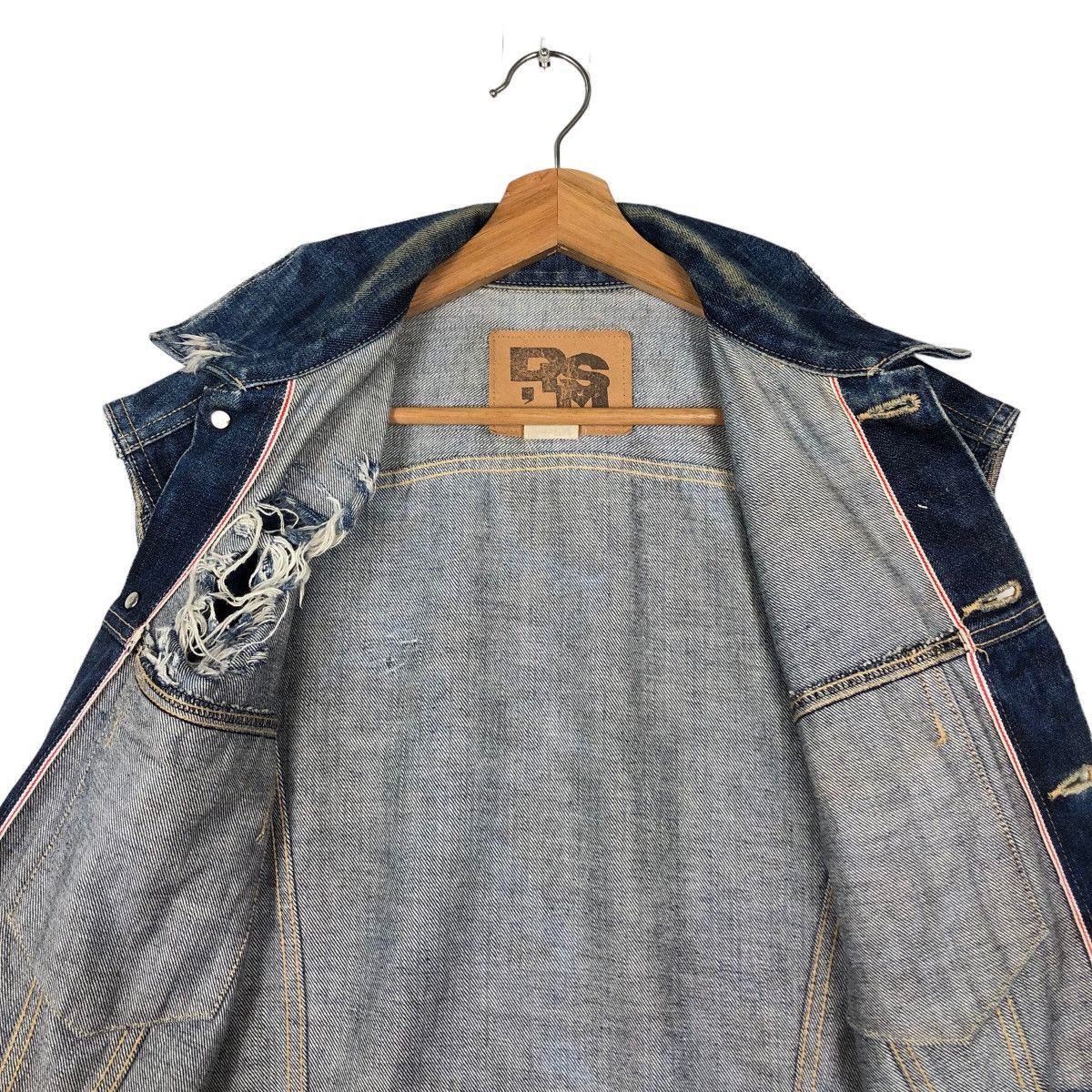 Japanese Brand 🔥Vintage Denim Tank Top Trucker Cafe Racer RSM Issey Miyake Size US M / EU 48-50 / 2 - 13 Thumbnail