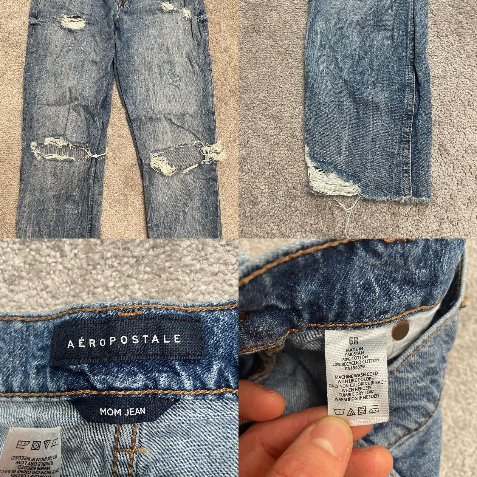 Vintage Aéropostale Distressed Mom Jeans Womens 6R Blue High Rise Acid Wash Casual 28x26 Size 28" / US 6 / IT 42 - 8 Thumbnail