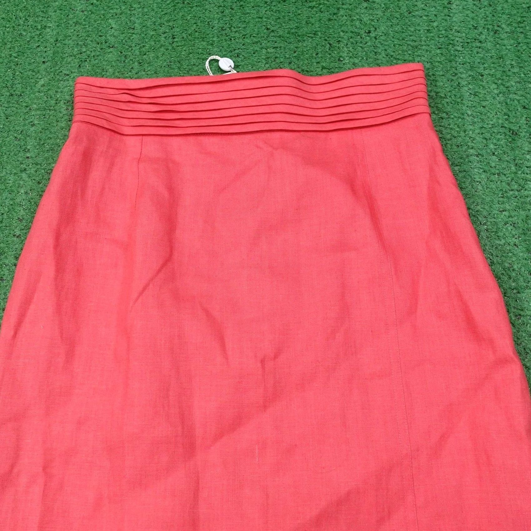 Valentino Valentino Miss V Skirt - Womens 8 Pink Linen Midi Pencil Size 30" / US 8 / IT 44 - 2 Thumbnail