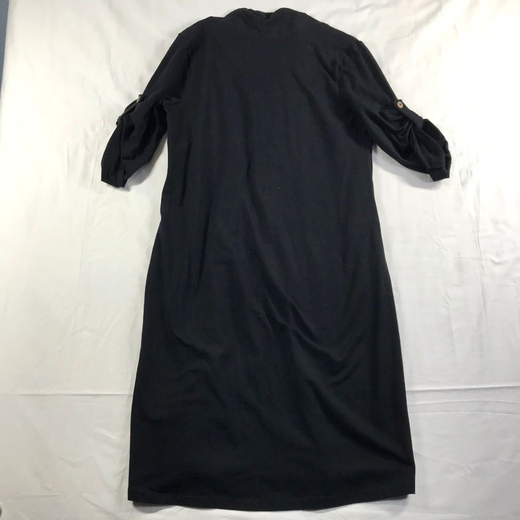 Vintage Neon Buddha Black Cotton Spandex Henley Midi Dress Small Size S / US 4 / IT 40 - 7 Thumbnail