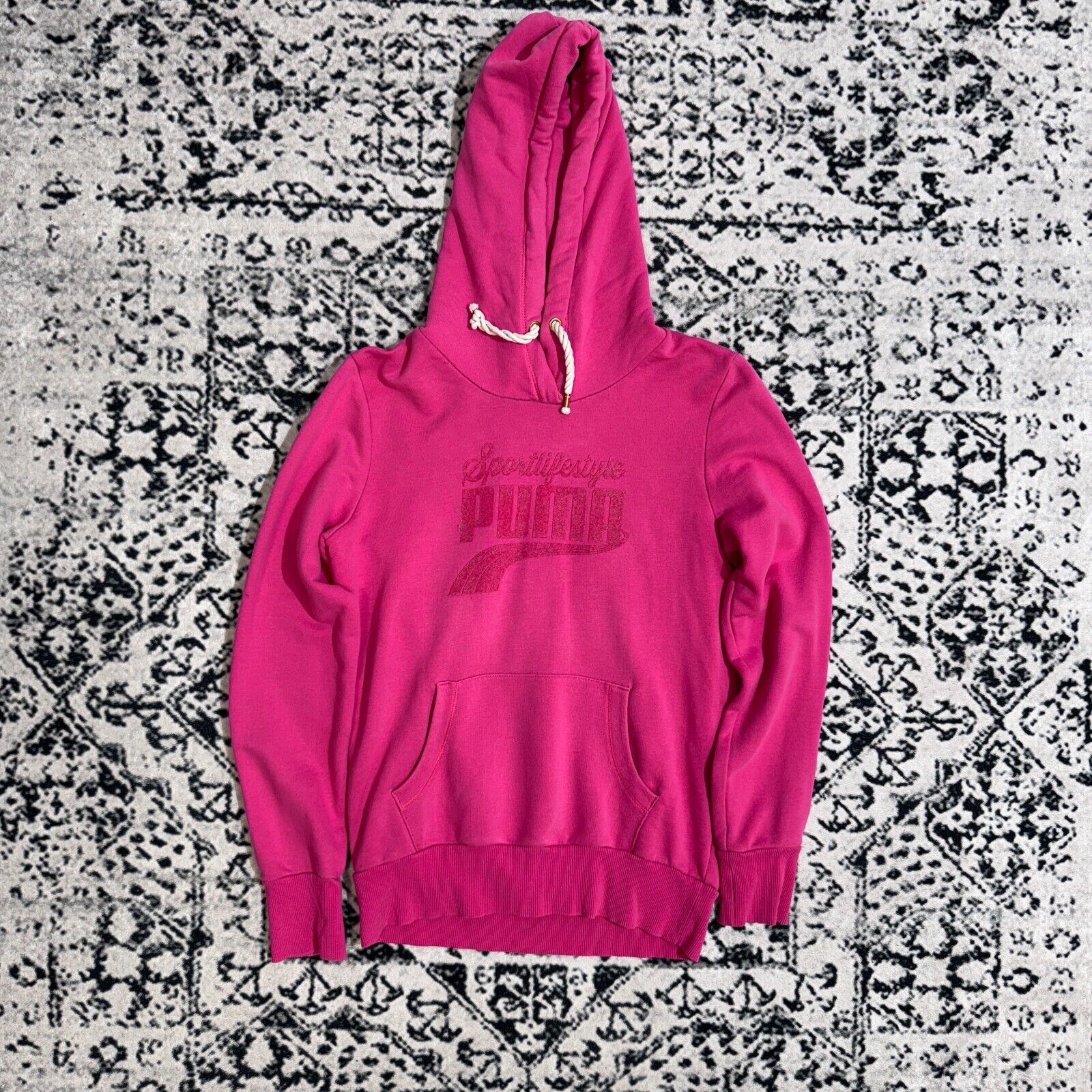 Puma × Vintage Vintage Puma Pink Cotton Hoodie Size S Y2K 90s Running Sport Size US S / EU 44-46 / 1 - 1 Thumbnail