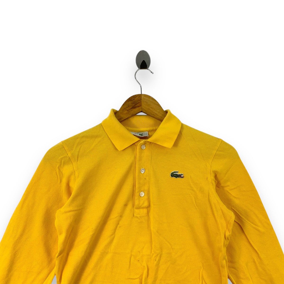 Lacoste Vintage 90’ CHEMISE LACOSTE FRANCE Yellow Polo Tee Shirt Top Size S / US 4 / IT 40 - 2 Thumbnail