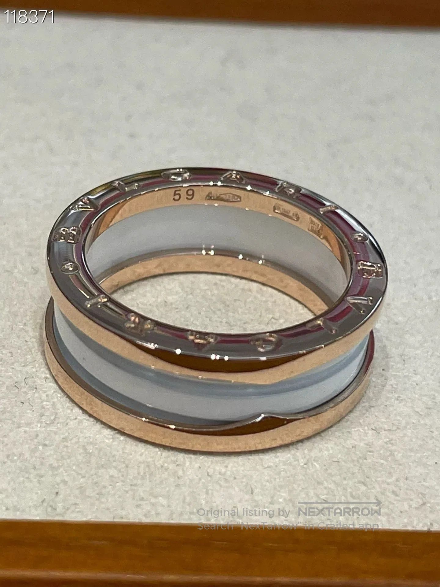 Bvlgari Bulgari White Ceramic Rose Gold Ring Size 59. Size ONE SIZE - 3 Thumbnail
