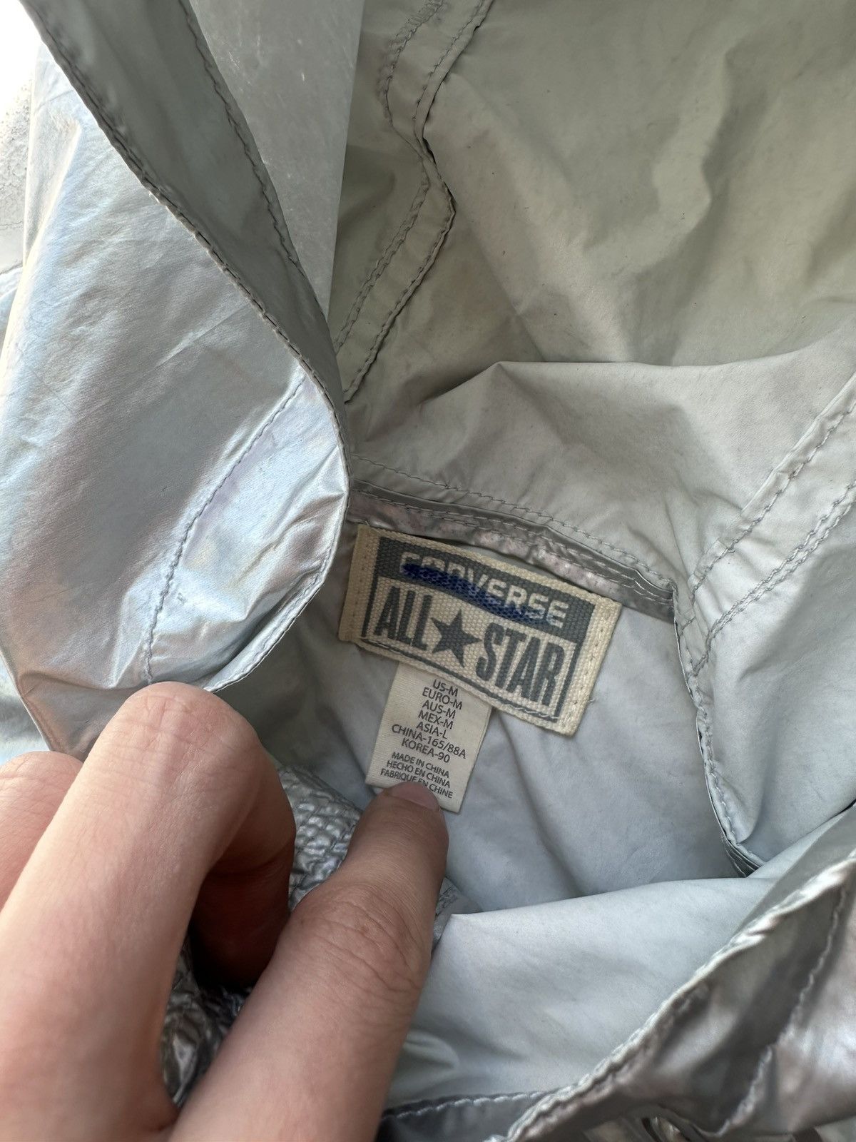 Converse SILVER 🚨 CONVERSE ALL STAR Y2K HOOD WINDBREAKER RARE ZIP Size M / US 6-8 / IT 42-44 - 7 Thumbnail