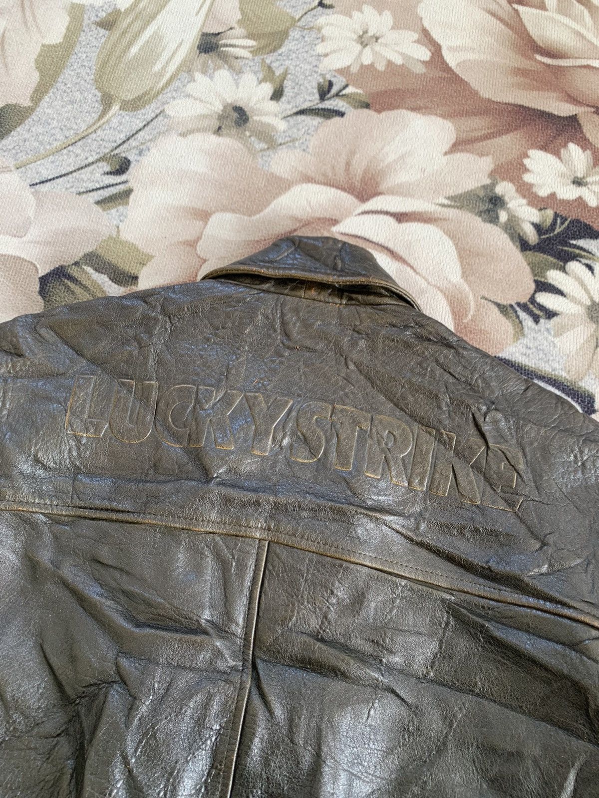 Leather Vtg Lucky Strike Embossed Logo Leather Jacket Size US L / EU 52-54 / 3 - 7 Thumbnail