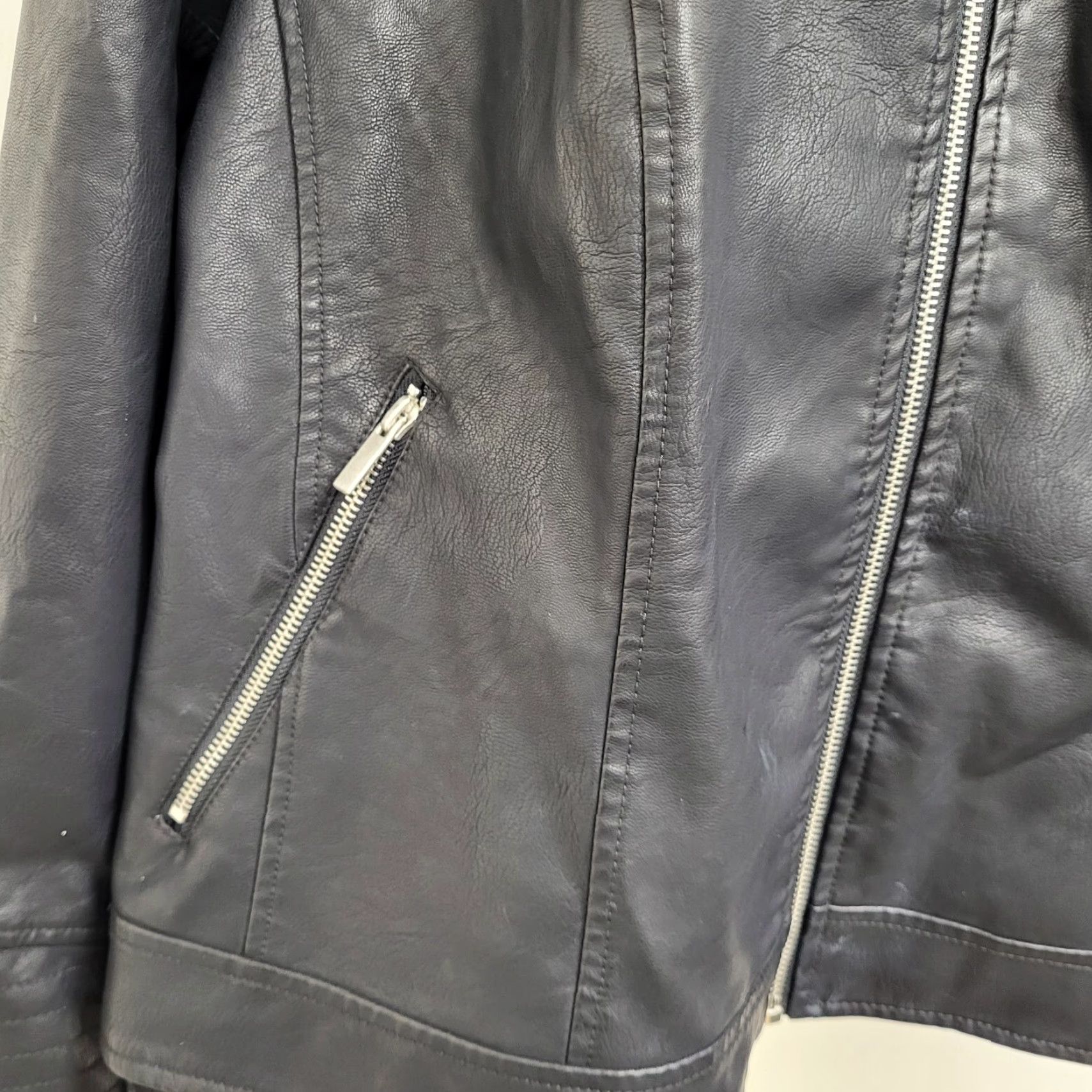 Vintage Baccini Jacket Biker Womens 3X Black Faux Leather Motorcycle Short Sleeve Long Sleeve Zip Winter Casual Plus Size Mens? Wait. Size XXL / US 16-18 / IT 52-54 - 3 Thumbnail
