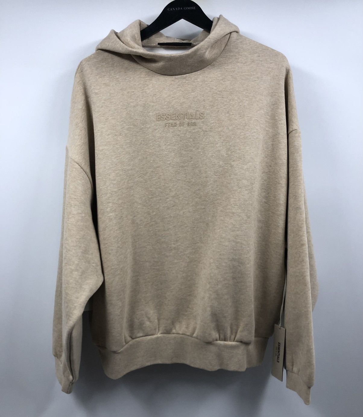 Fear of God Fear of God Essentials Logo Embossed Heather Oatmeal Hoodie Size US M / EU 48-50 / 2 - 11 Thumbnail