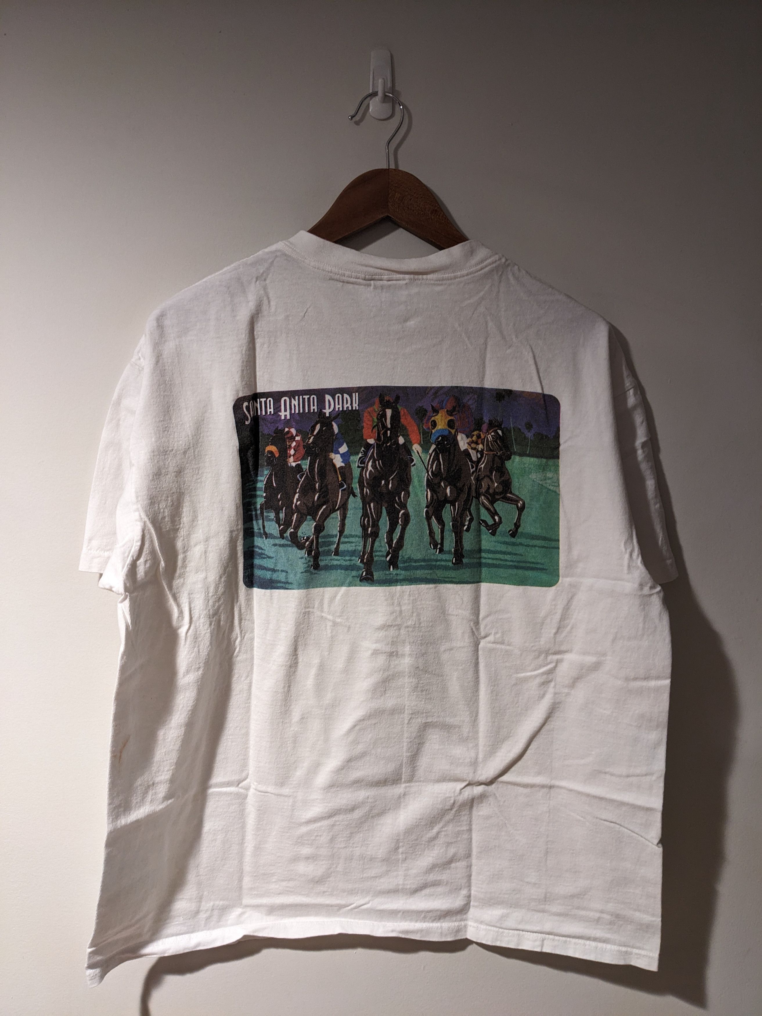 Vintage Vintage 90s Santa Anita Park Horse Animal Racing T-Shirt Size US XL / EU 56 / 4 - 1 Thumbnail