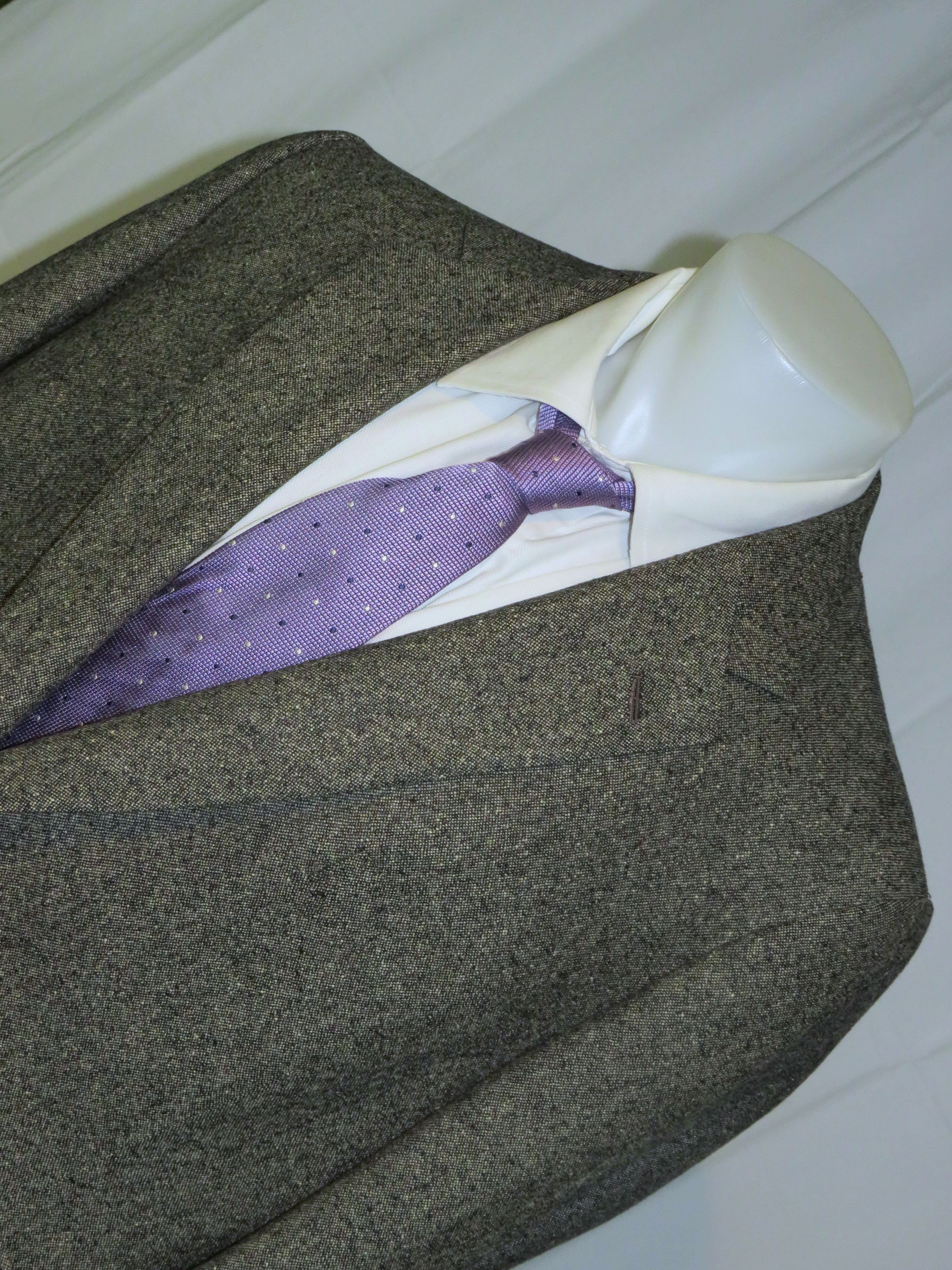 Henry Poole × Savile Row Bespoke Gray Donegal Tweed Two Button Sport Coat 46R Size 46R - 4 Thumbnail