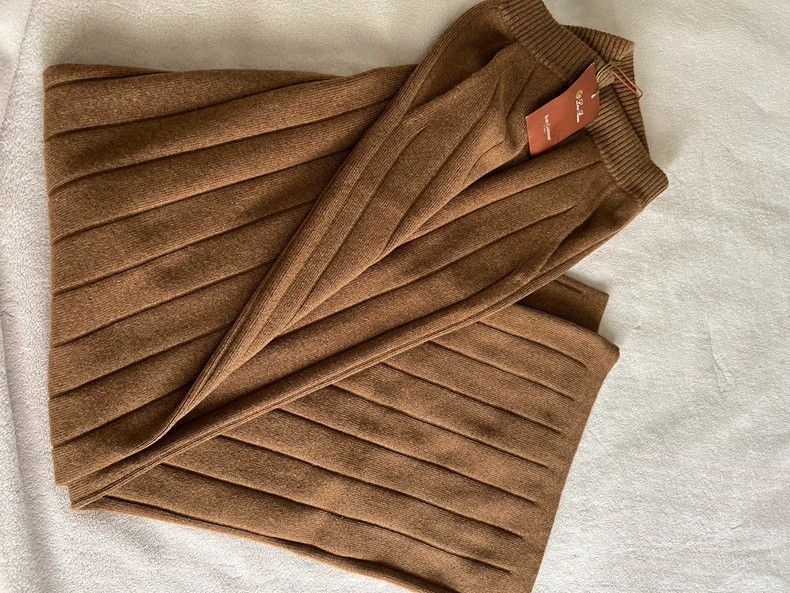 Loro Piana LORO PIANA Small cashmere wide leg pants Size 41" - 4 Thumbnail