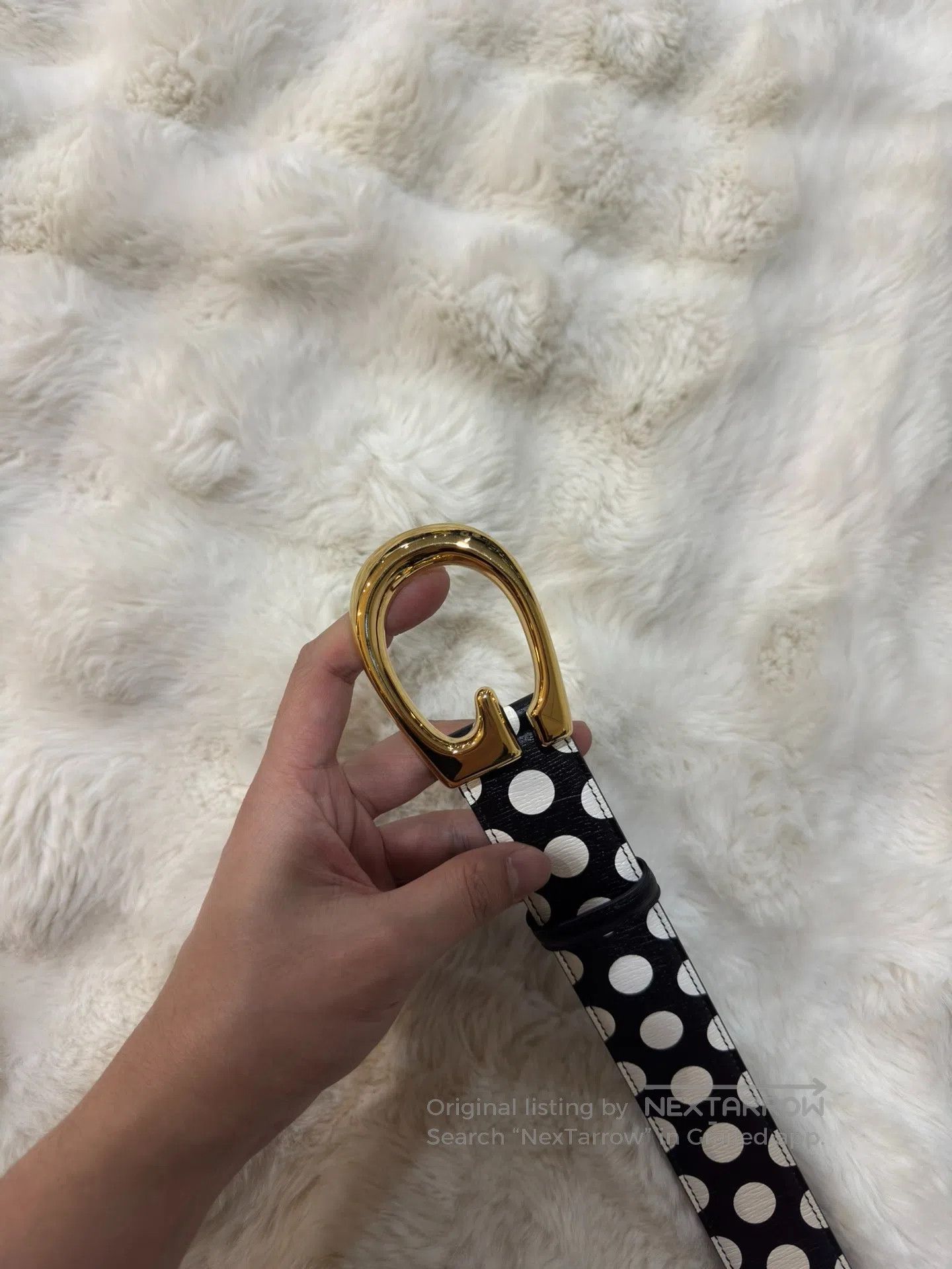 Gucci Guicci size 85 Polka Dot Gold Buckle Belt| Size ONE SIZE - 5 Thumbnail