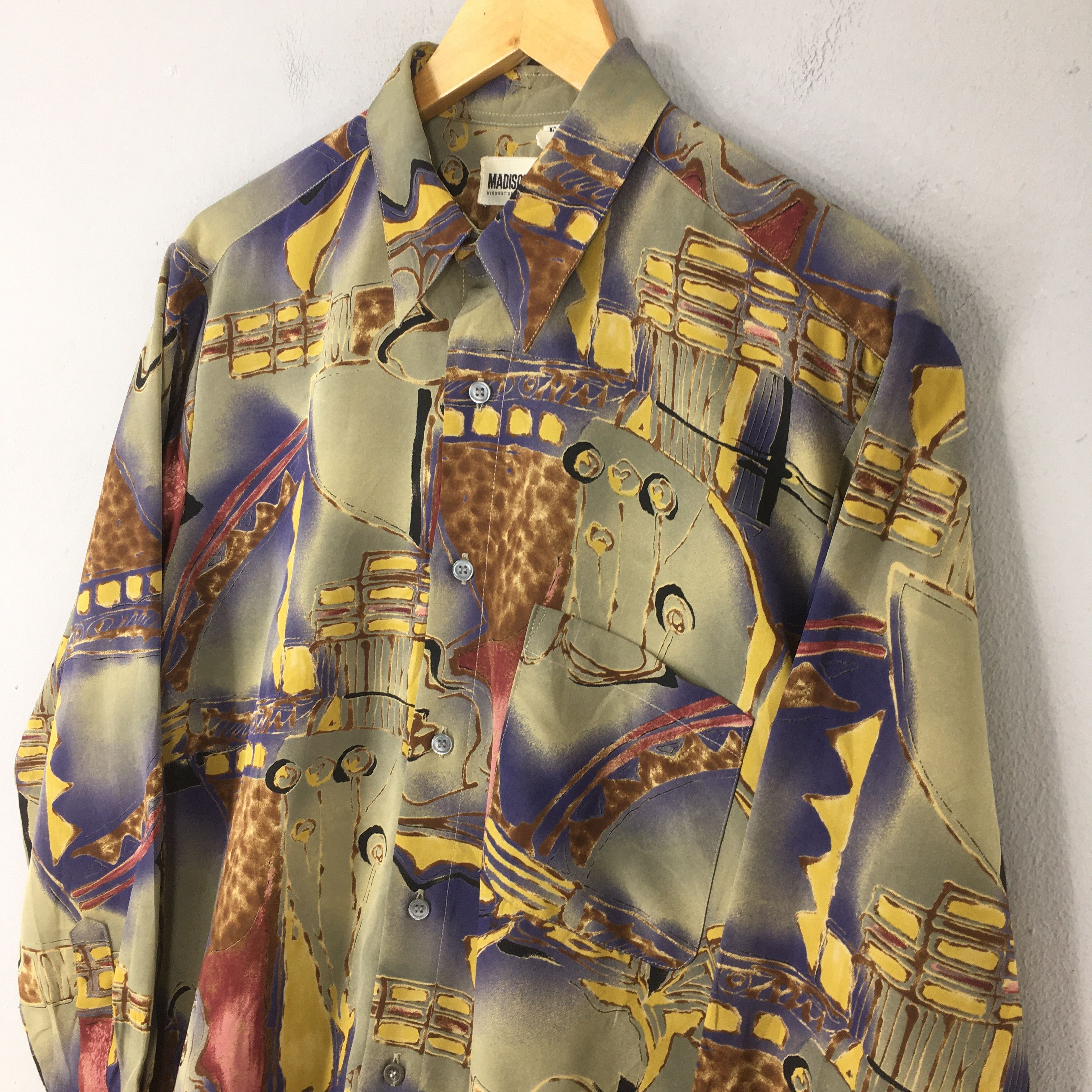 Vintage Vintage Psychedelic Men Casual Oxfords Shirt Large Size US L / EU 52-54 / 3 - 3 Thumbnail