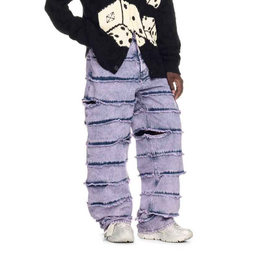Off-White PUNK STRIPED STRAIGHT W33 Distress Denim 86363 Size US 33 - 1 Thumbnail