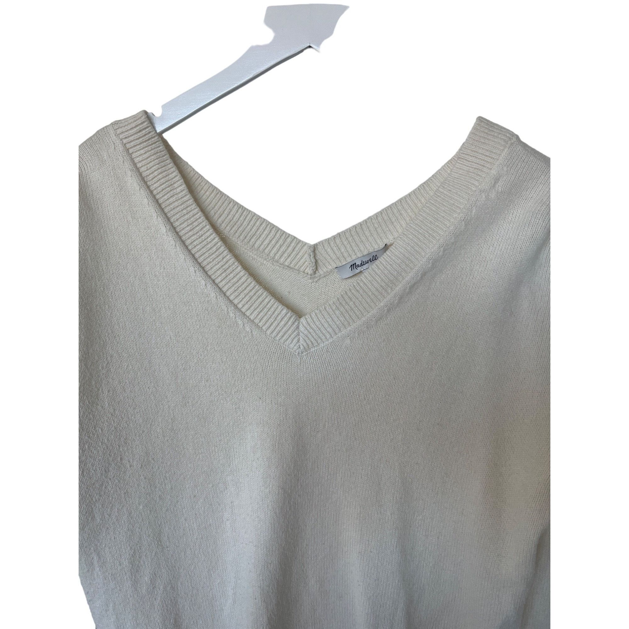Madewell Madewell Ivory V-Neck Sweater Size S / US 4 / IT 40 - 3 Thumbnail