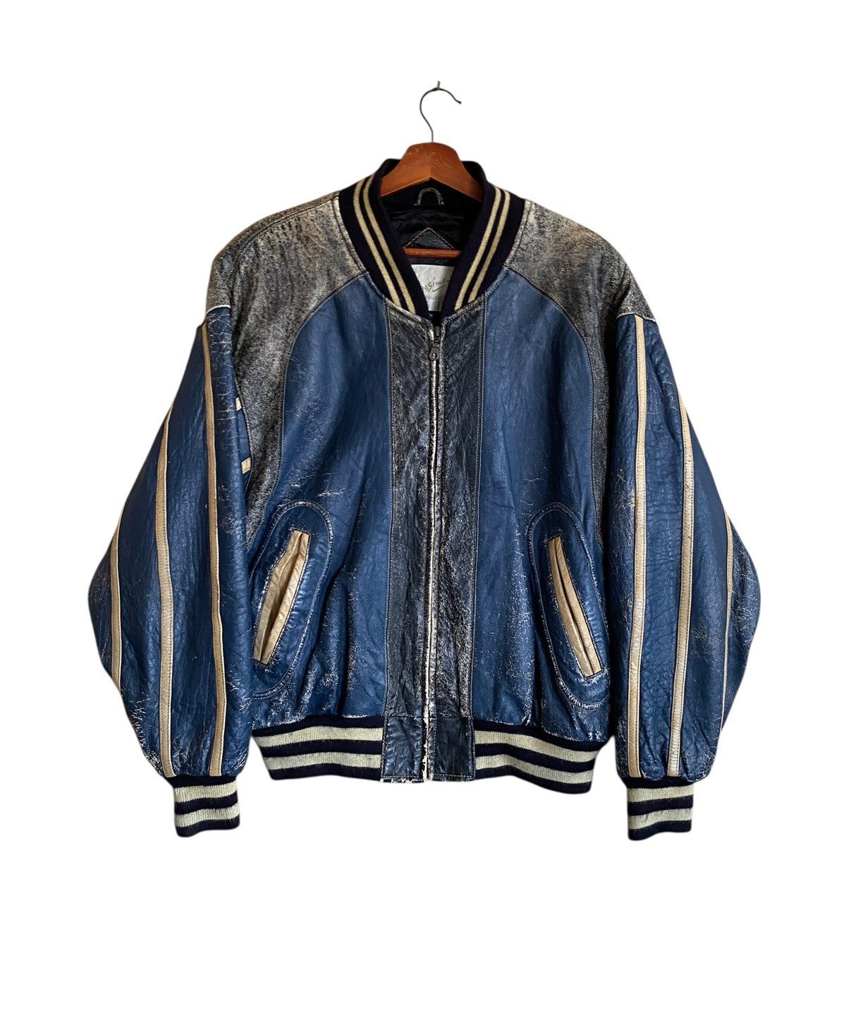 Pelle Pelle Vintage Brand Pelle Pelle Distressed Leather Varsity 1990s Size US M / EU 48-50 / 2 - 1 Thumbnail