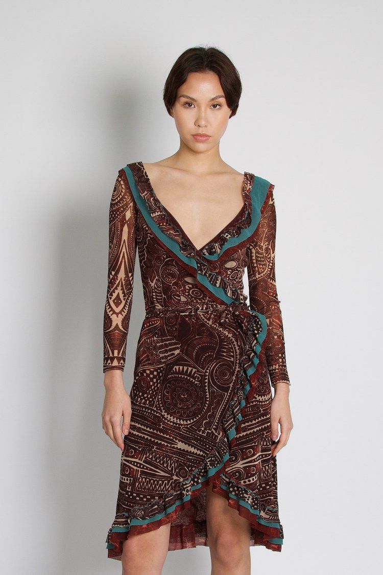 Jean Paul Gaultier o1tko10125 Classique Trival Mesh Rufffle Cardigan Dress Size L / US 10 / IT 46 - 3 Thumbnail