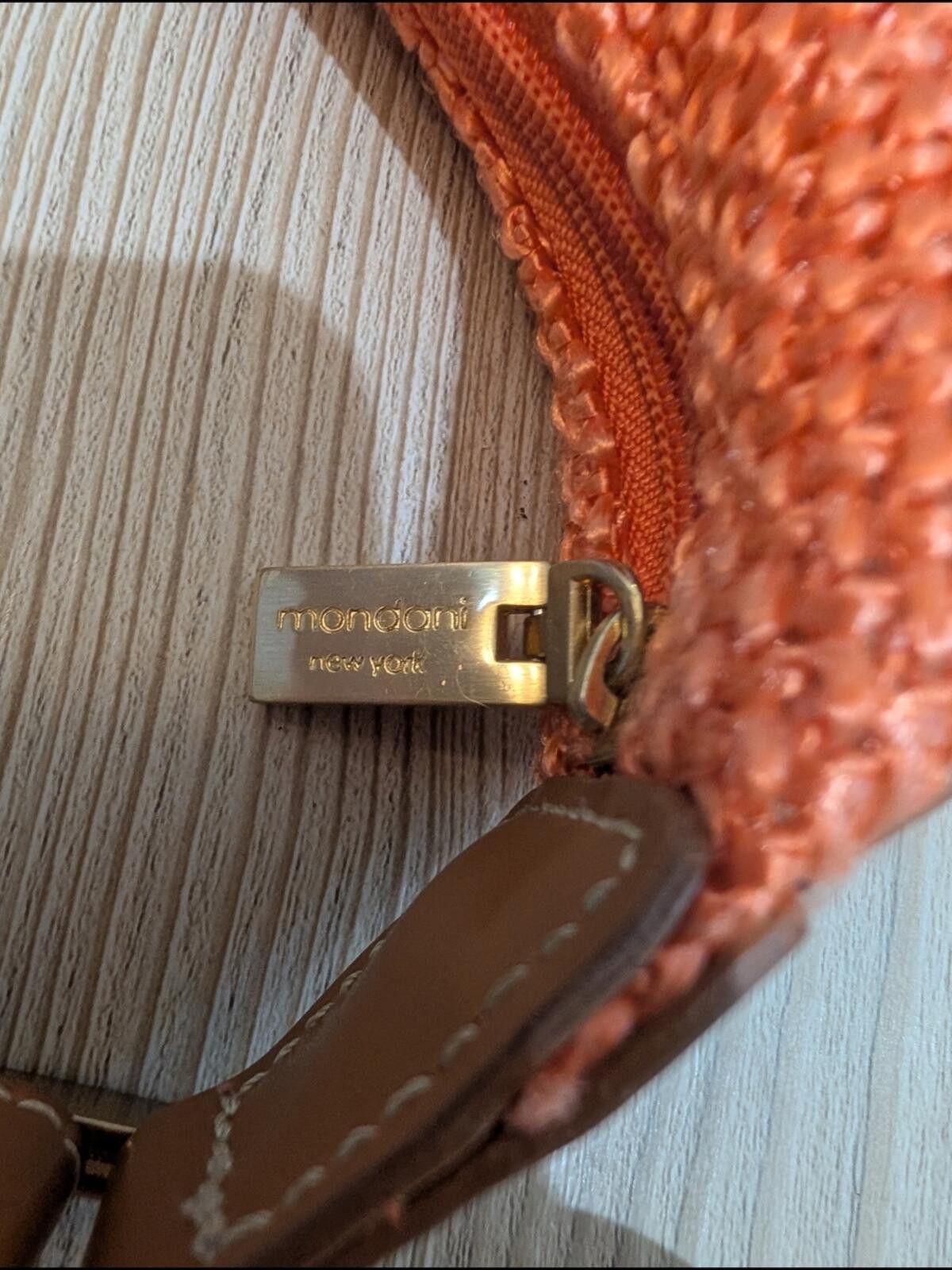 Other Mondani Orange Woven Shoulder Bag with Tan Leather Trim Size ONE SIZE - 6 Thumbnail