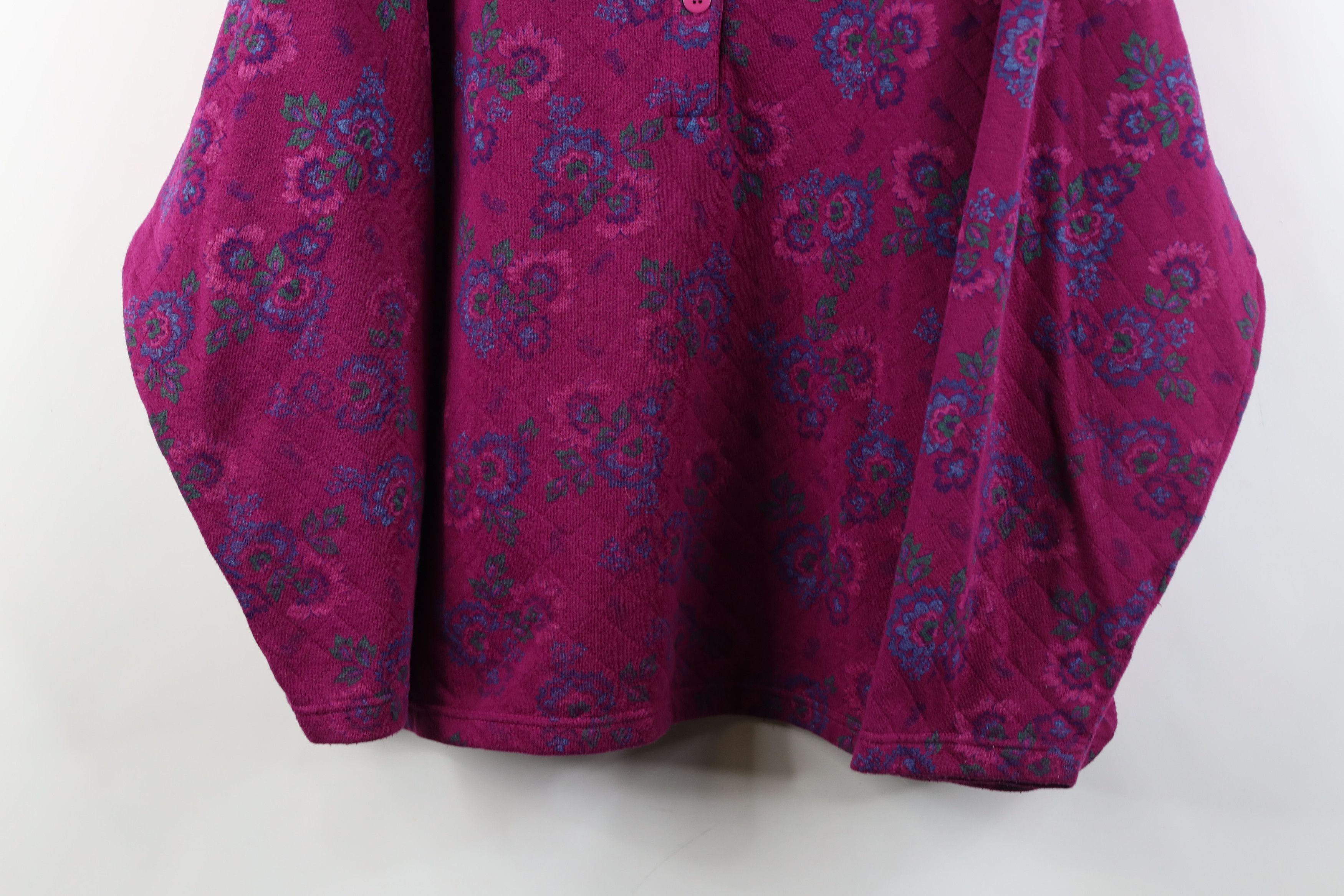 Vintage Vintage 90s Streetwear Flower Collared Sweatshirt Size L / US 10 / IT 46 - 3 Thumbnail