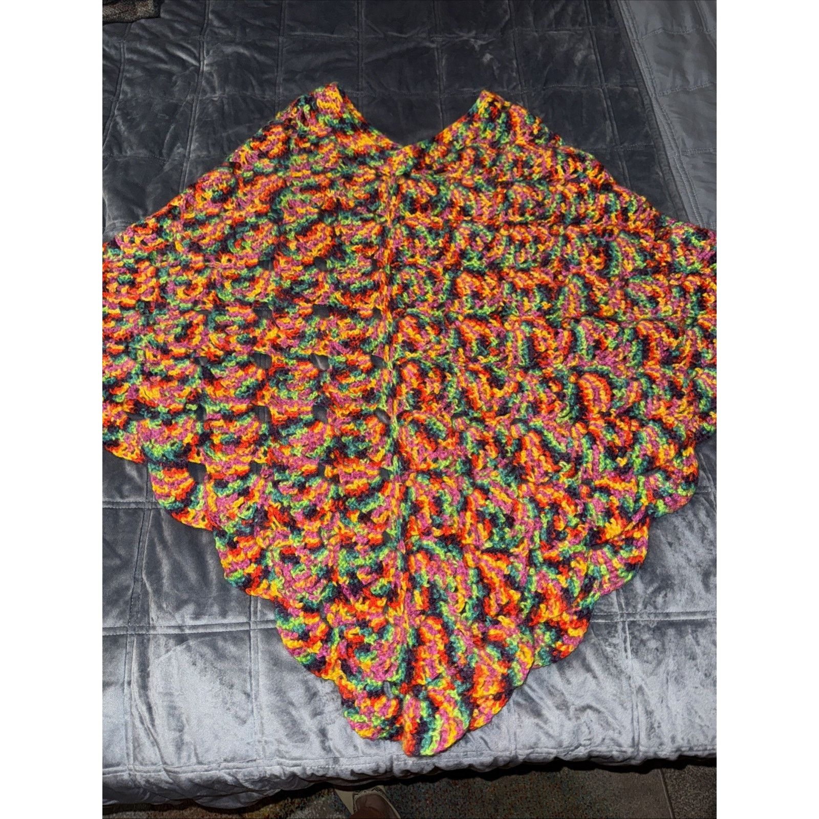 Handmade Hand crocheted poncho Multicolor Boho Fairy Hippie Festival Size ONE SIZE - 1 Thumbnail