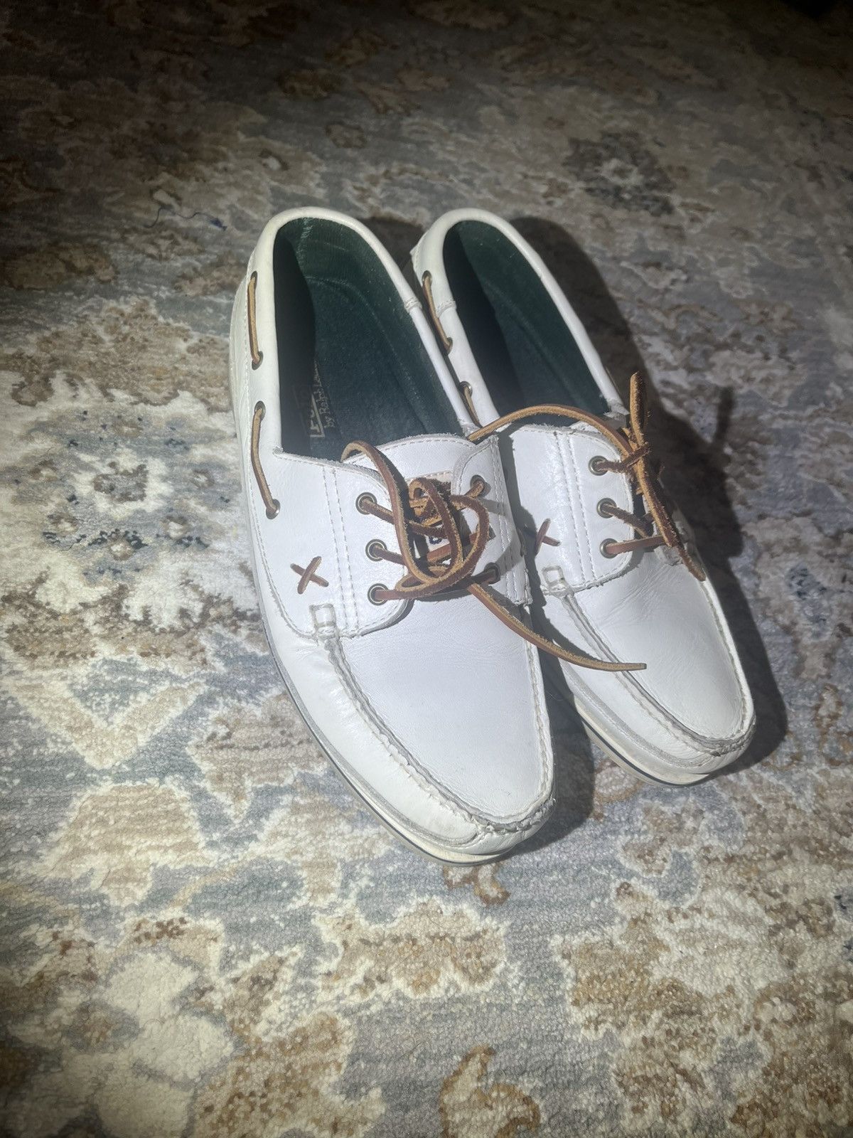 Polo Ralph Lauren POLO by RALPH LAUREN IVORY LEATHER BOAT SHOES 12 Size US 12 / EU 45 - 1 Thumbnail