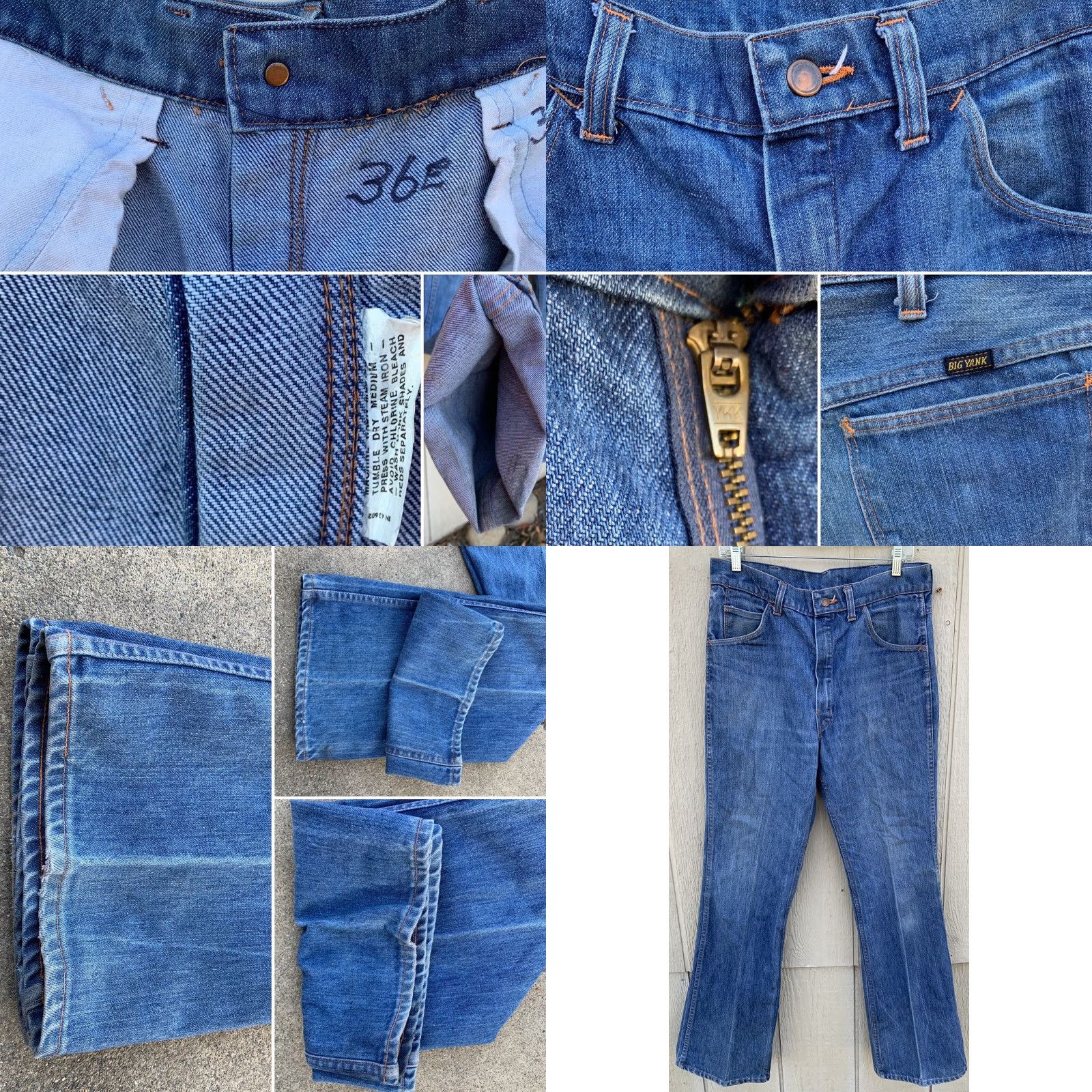 Bell VINTAGE Big Yank Jeans flare bell bottom bells 33.5 in waist 33.5 in inseam blue denim 1970s Womens Mens? Size US 32 / EU 48 - 8 Thumbnail