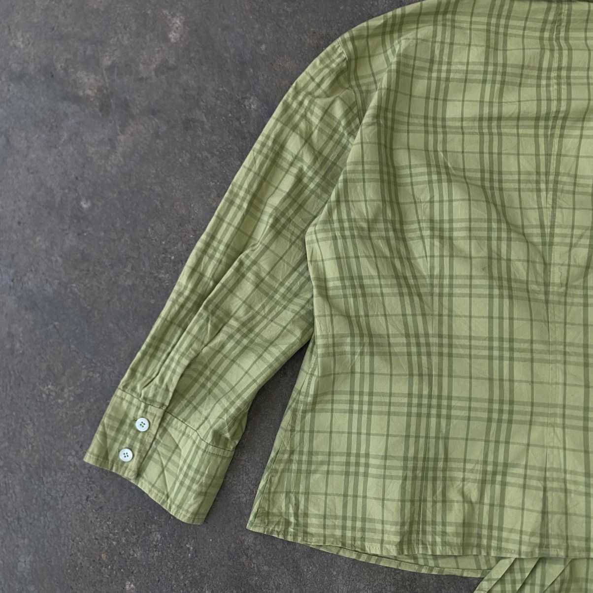 Burberry ‼️LAST DROP‼️Burberry London Green Check Wrap Blouse Cropped Size S / US 4 / IT 40 - 11 Thumbnail