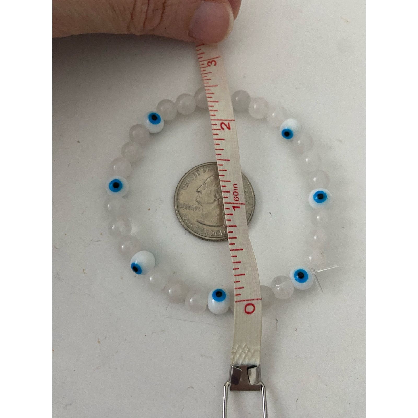 Handmade Handmade chalcedony bracelet with eye beads Size ONE SIZE - 4 Thumbnail
