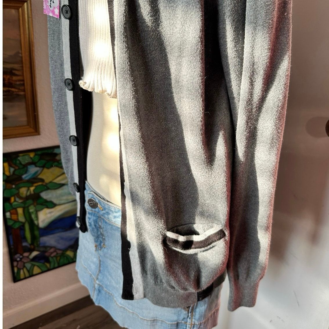 Express express gray and black button up cardigan Size M / US 6-8 / IT 42-44 - 2 Thumbnail